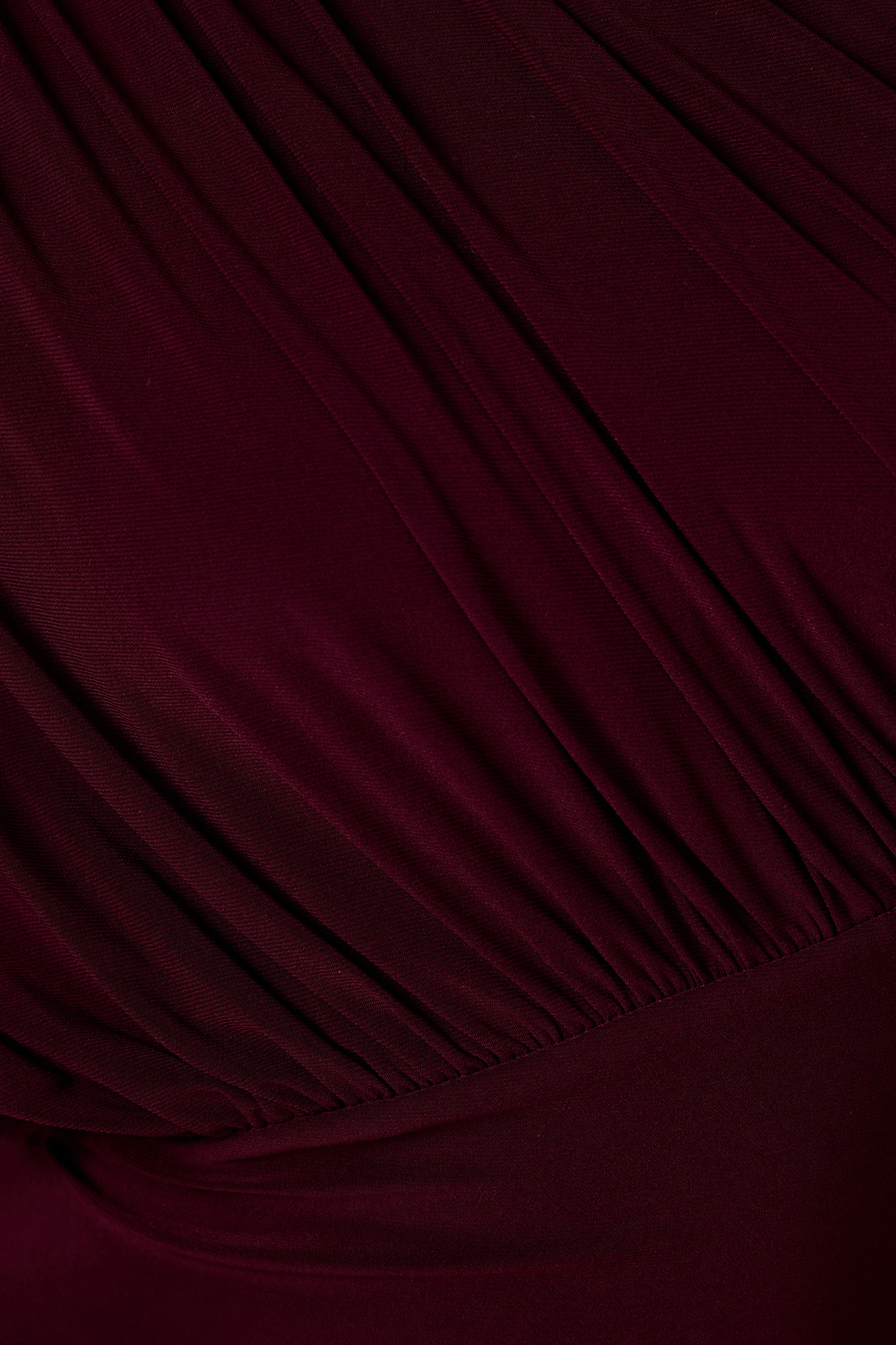 Kelsey | Burgundy Asymmetric-Neck Maxi Dress With Ruched Detailing - Image 6