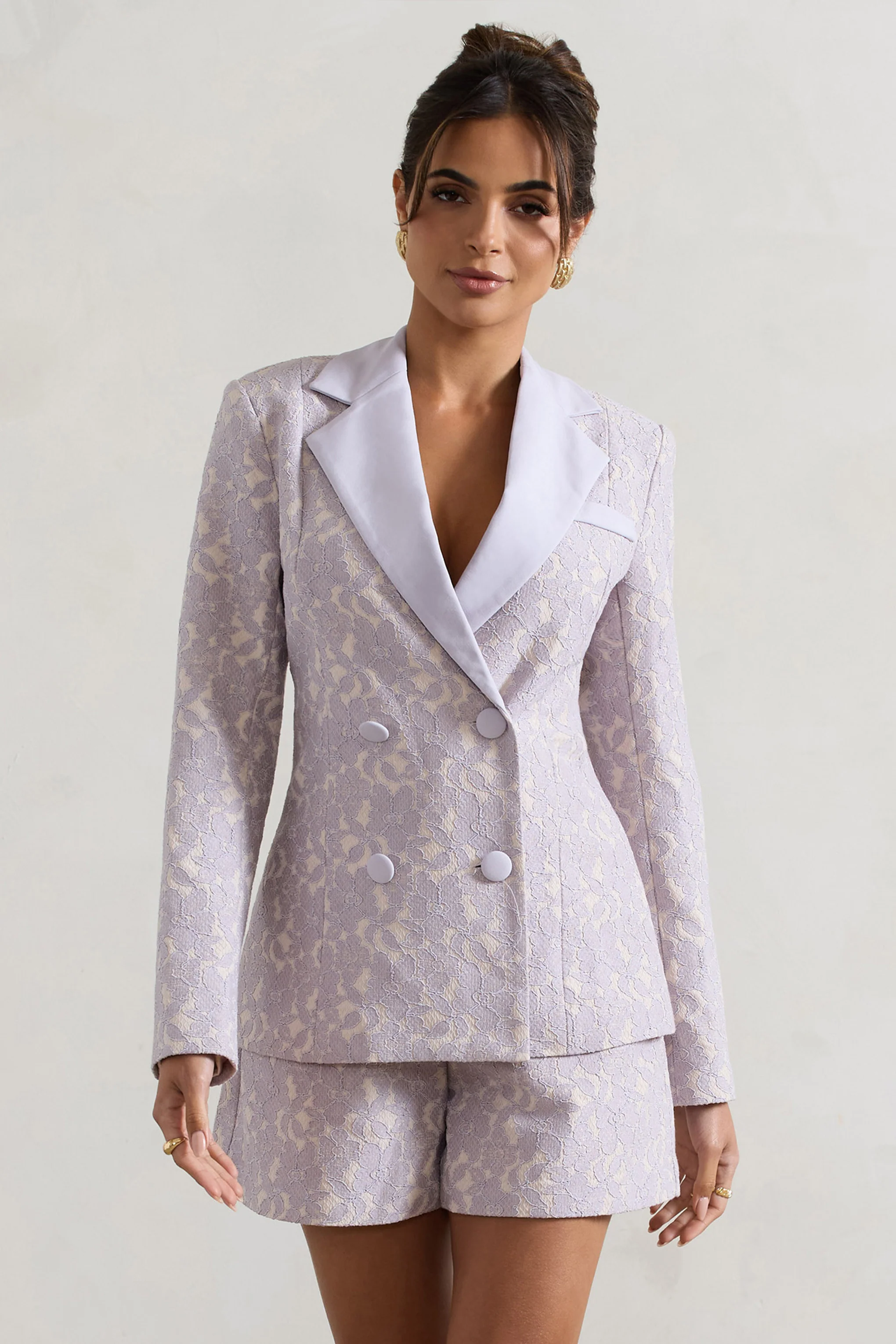 Kennedy | Mauve Lace Tailored Blazer - Image 5