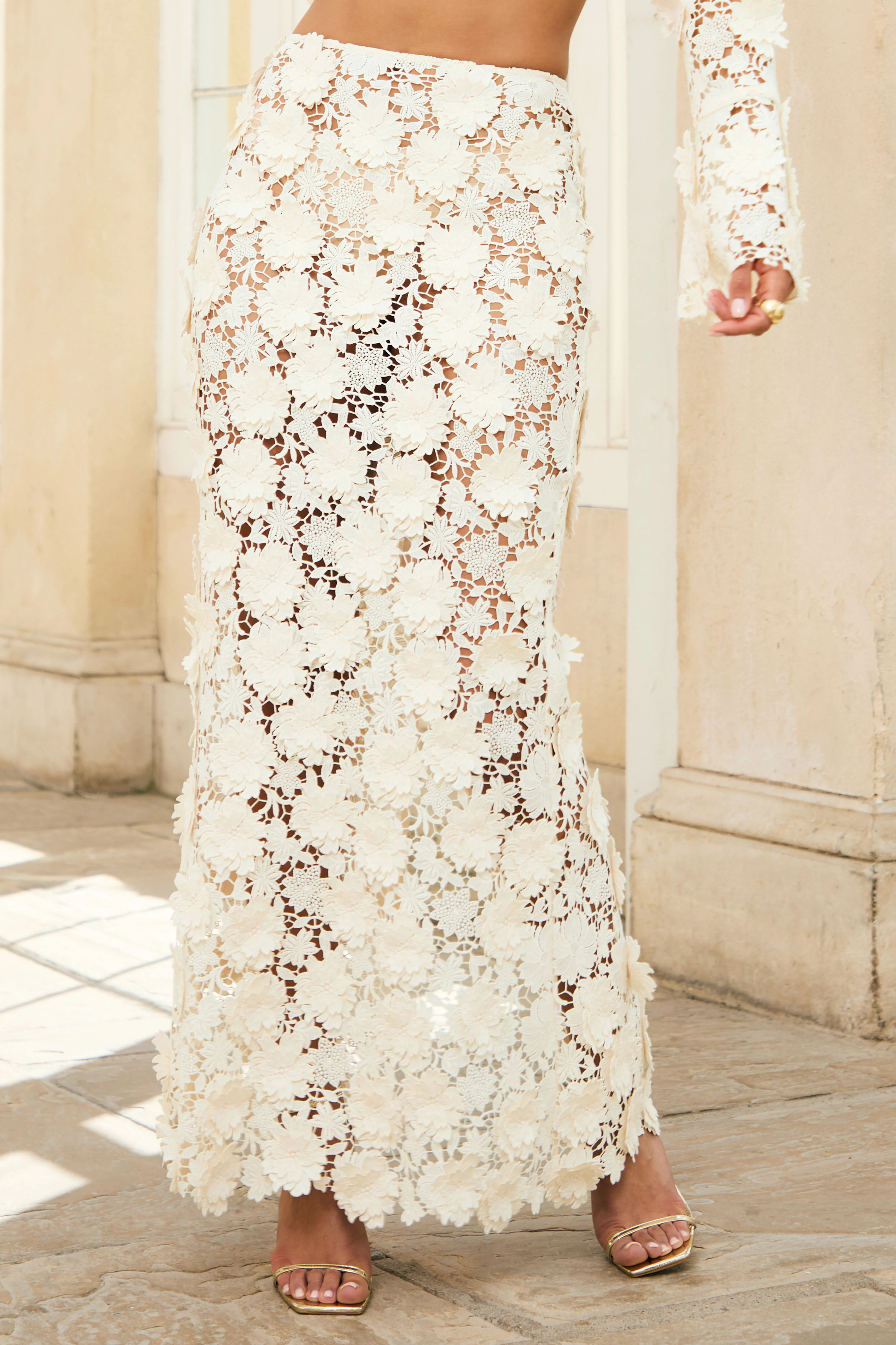 Kingston | Cream Lace Maxi Skirt - Image 6