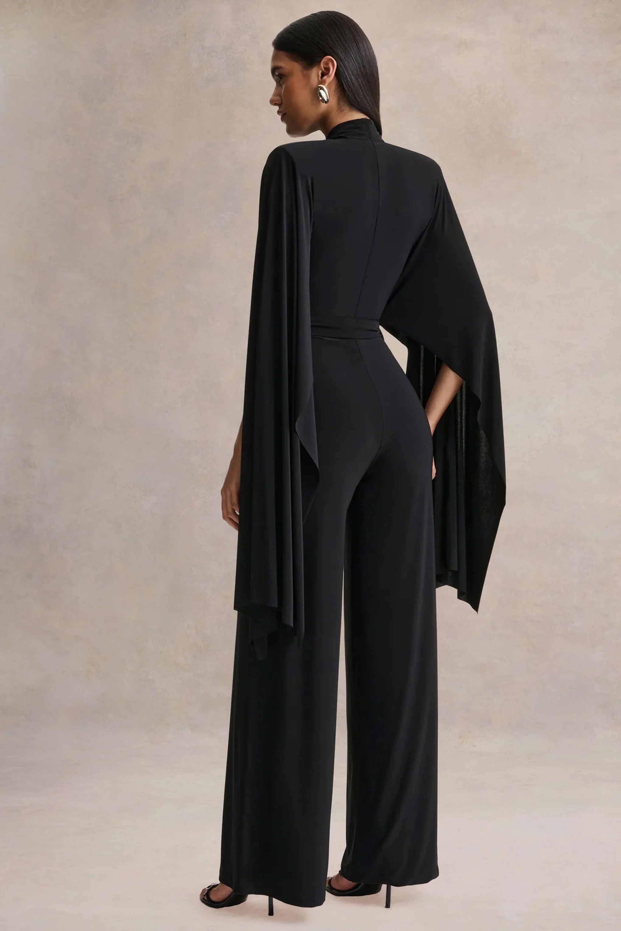 Laurina | Black Plunge-Neck Jumpsuit - Image 2
