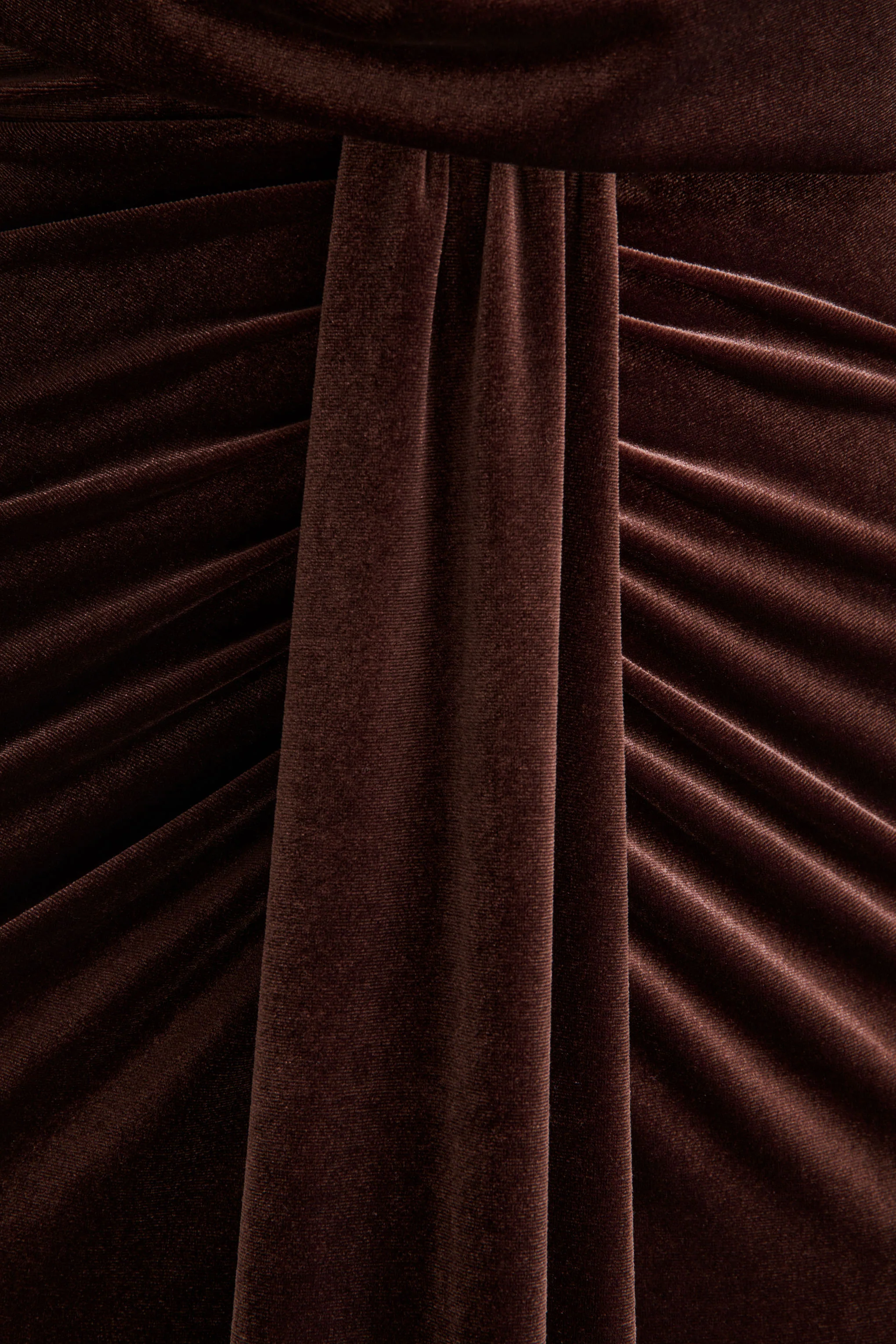 Lavernia | Brown Velvet Halter-Neck Maxi Dress With Gathered-Detailing - Image 6