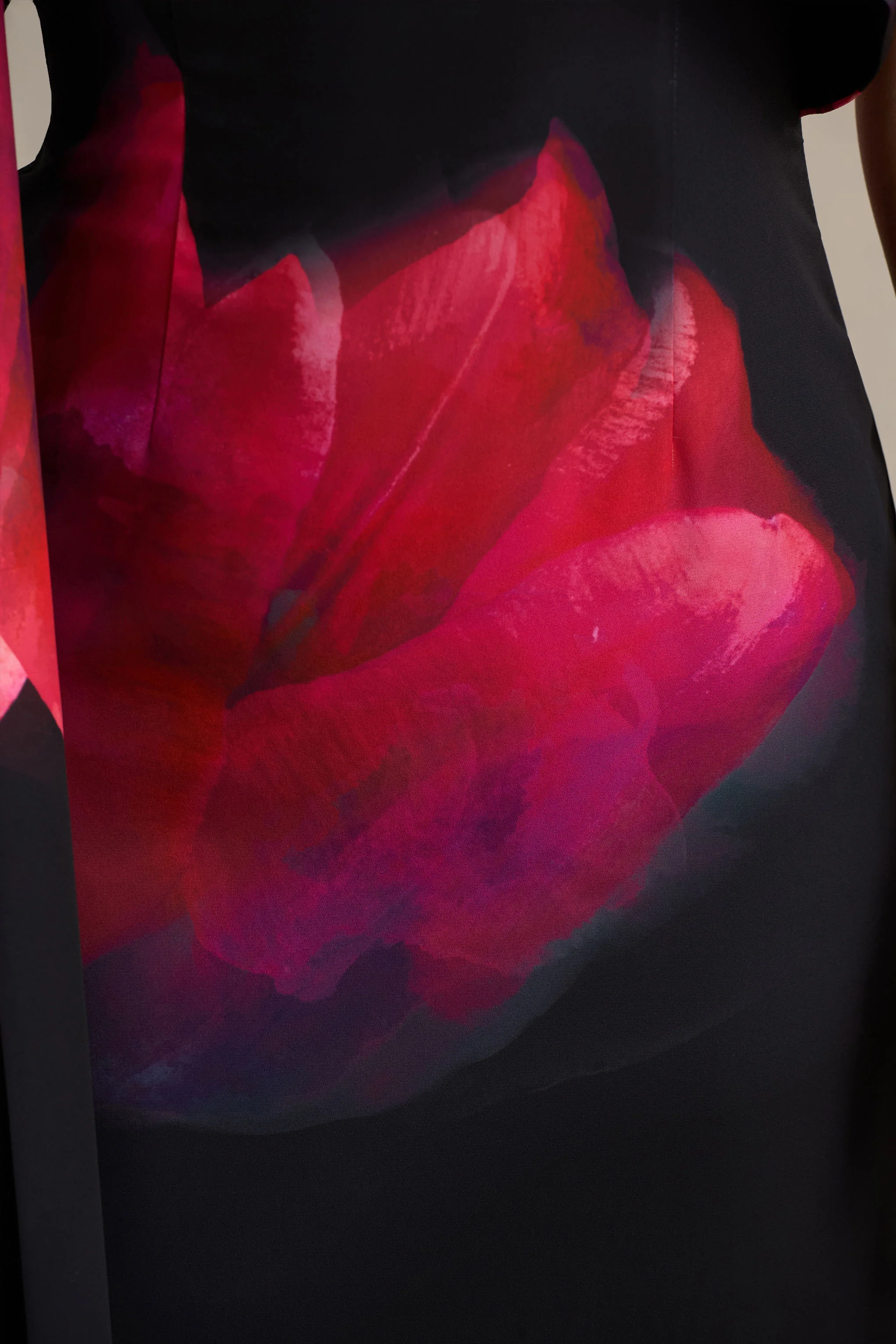 Leonara | Black And Pink Floral Print Cowl-Neck Maxi Dress With One-Sleeve - Image 6