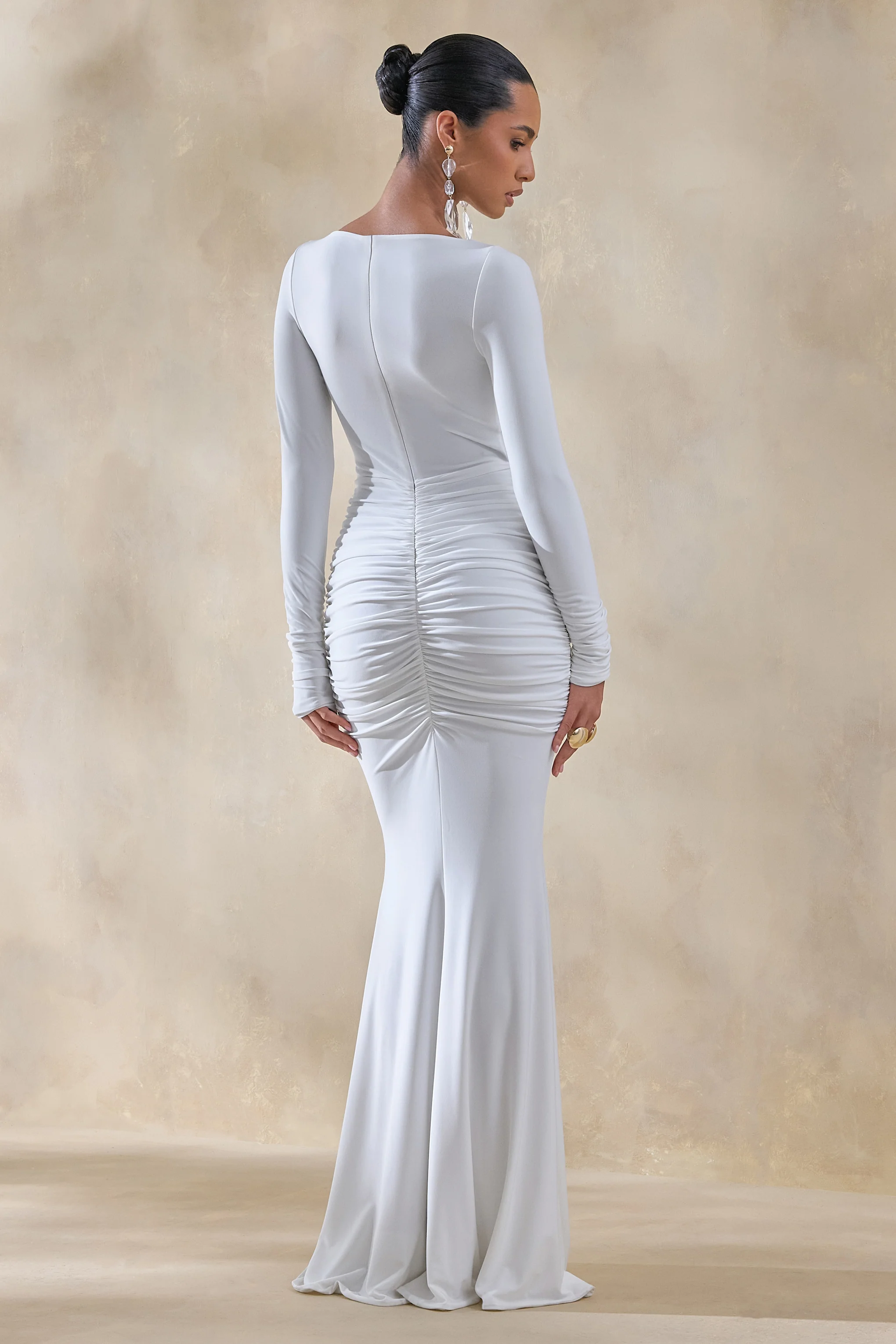 Liatris | White Wide-Neck Maxi-Dress With Gathered-Detailing - Image 2