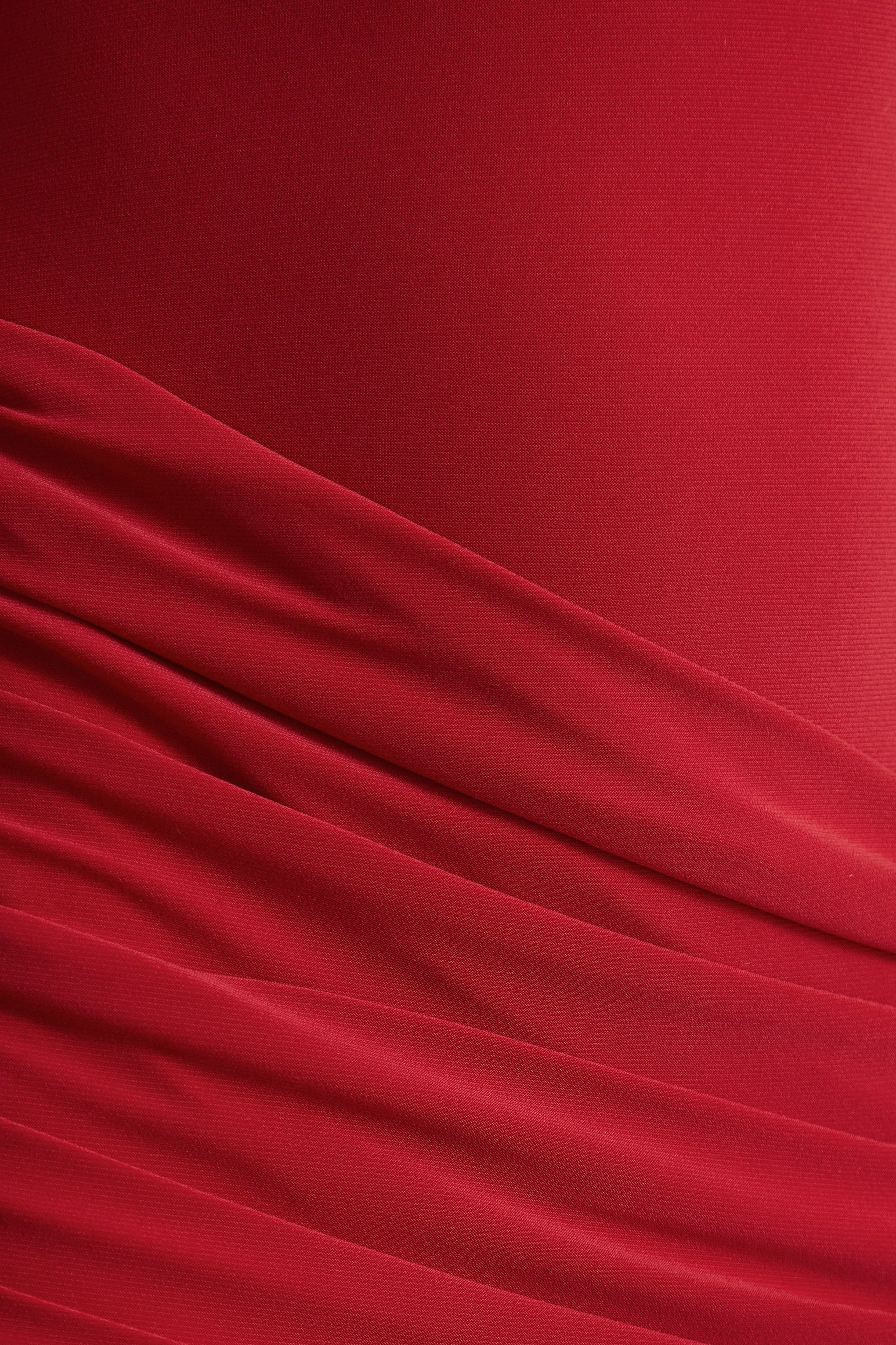 Liora | Red Crew-Neck Maxi Dress With Front-High Split - Image 6