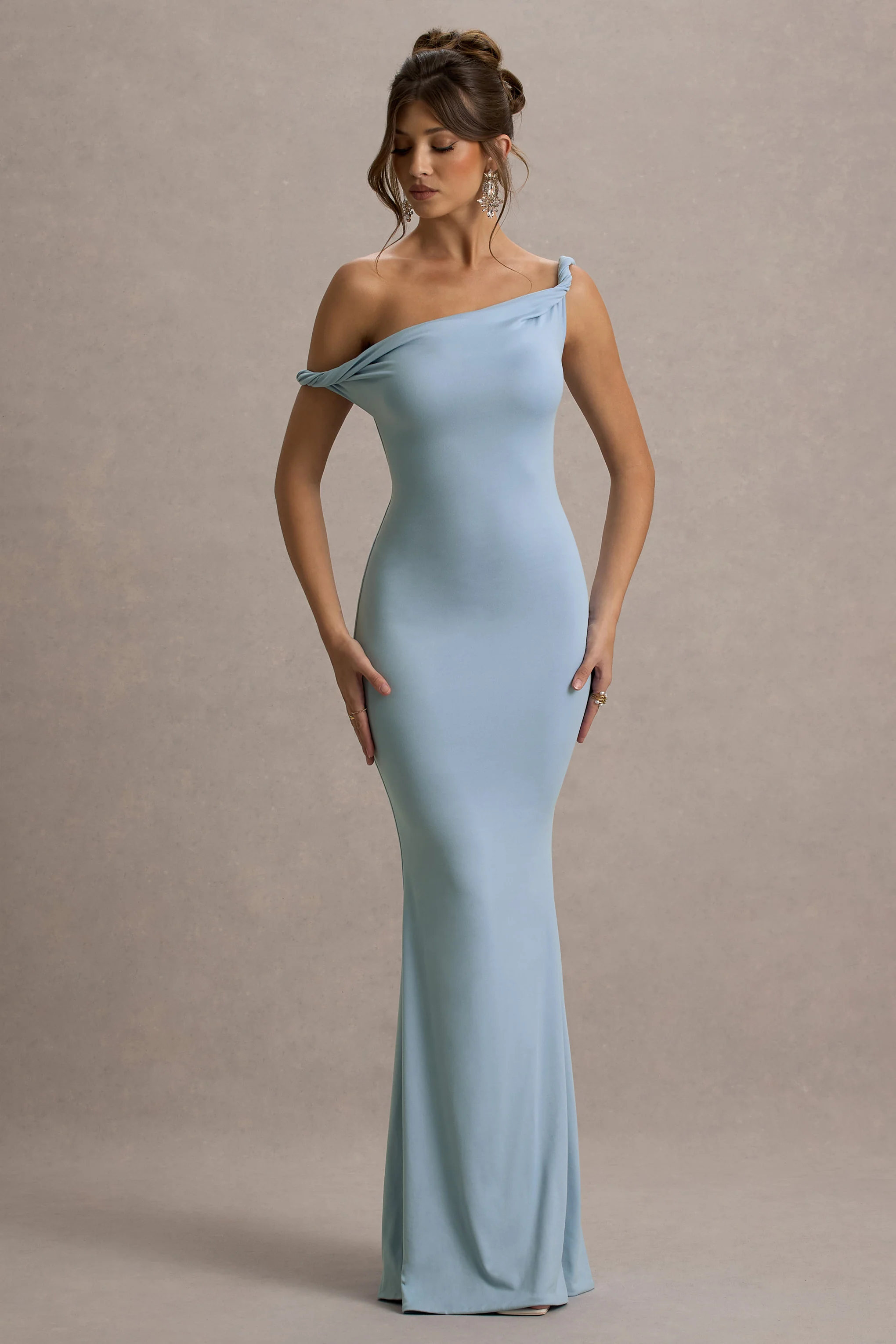 Lita | Powder Blue Twisted Asymmetric Maxi Dress - Image 4