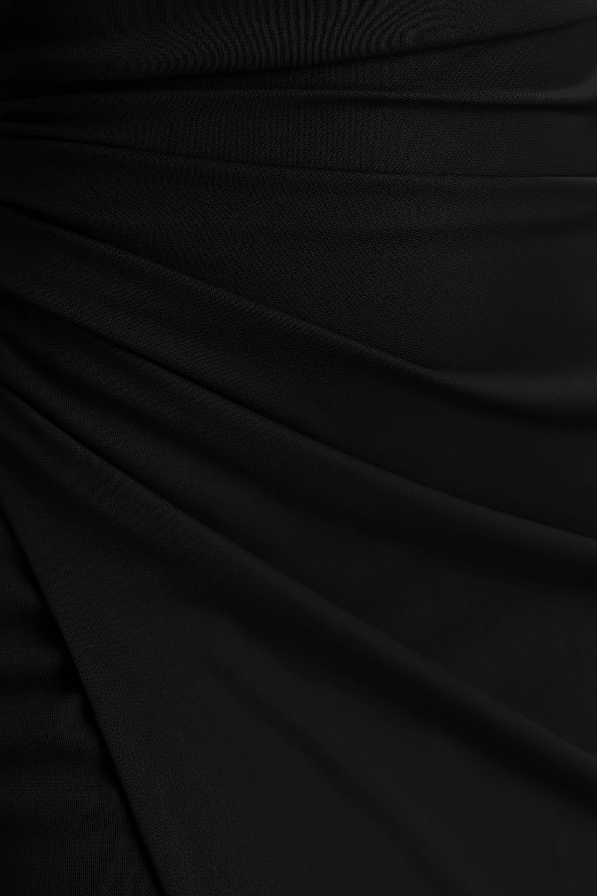 Lola | Black Asymmetric-Neck Maxi Dress With Ruched Detailing And Front High-Split - Image 6