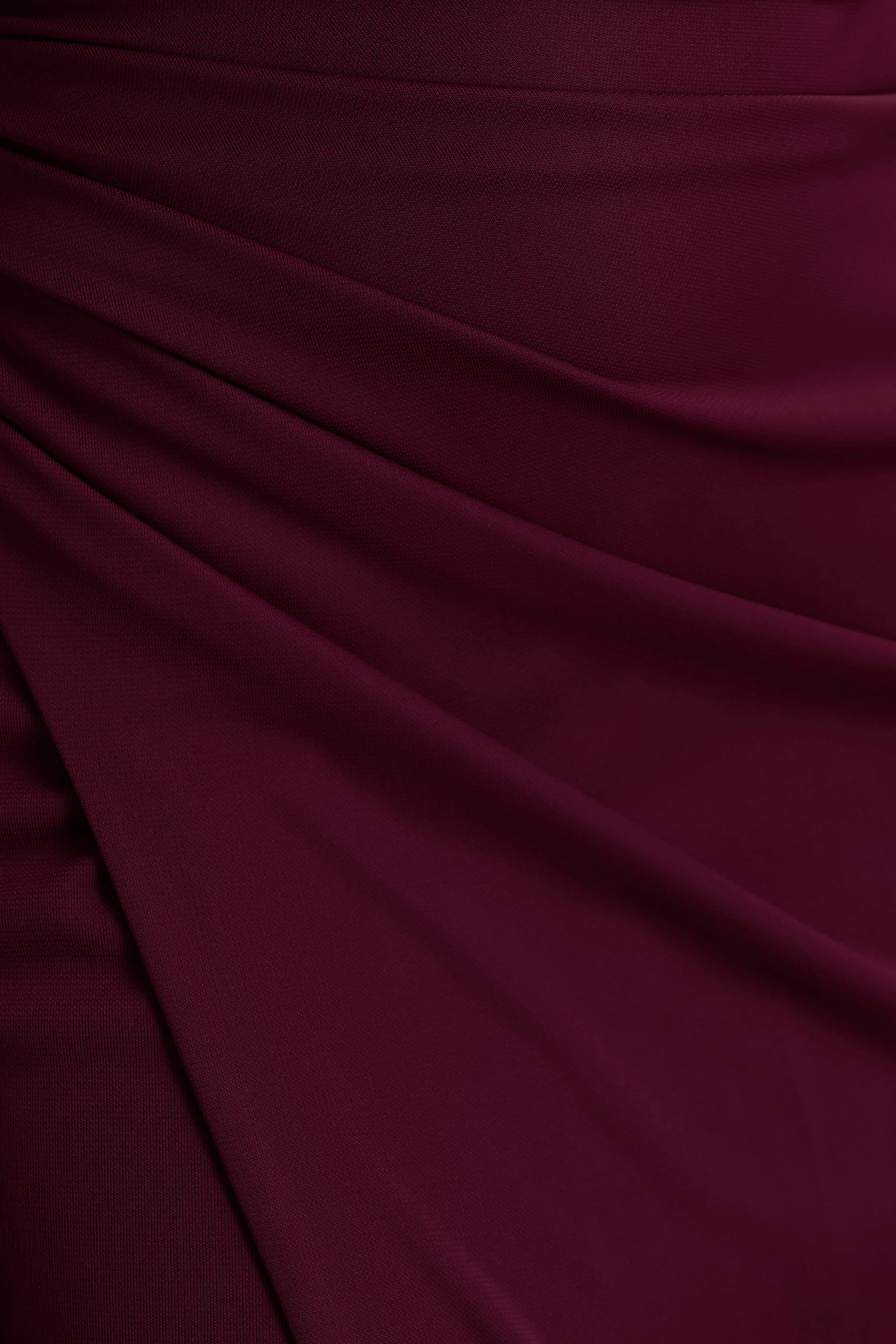 Lola | Burgundy Asymmetric-Neck Maxi Dress With Ruched Detailing And Front High-Split - Image 6
