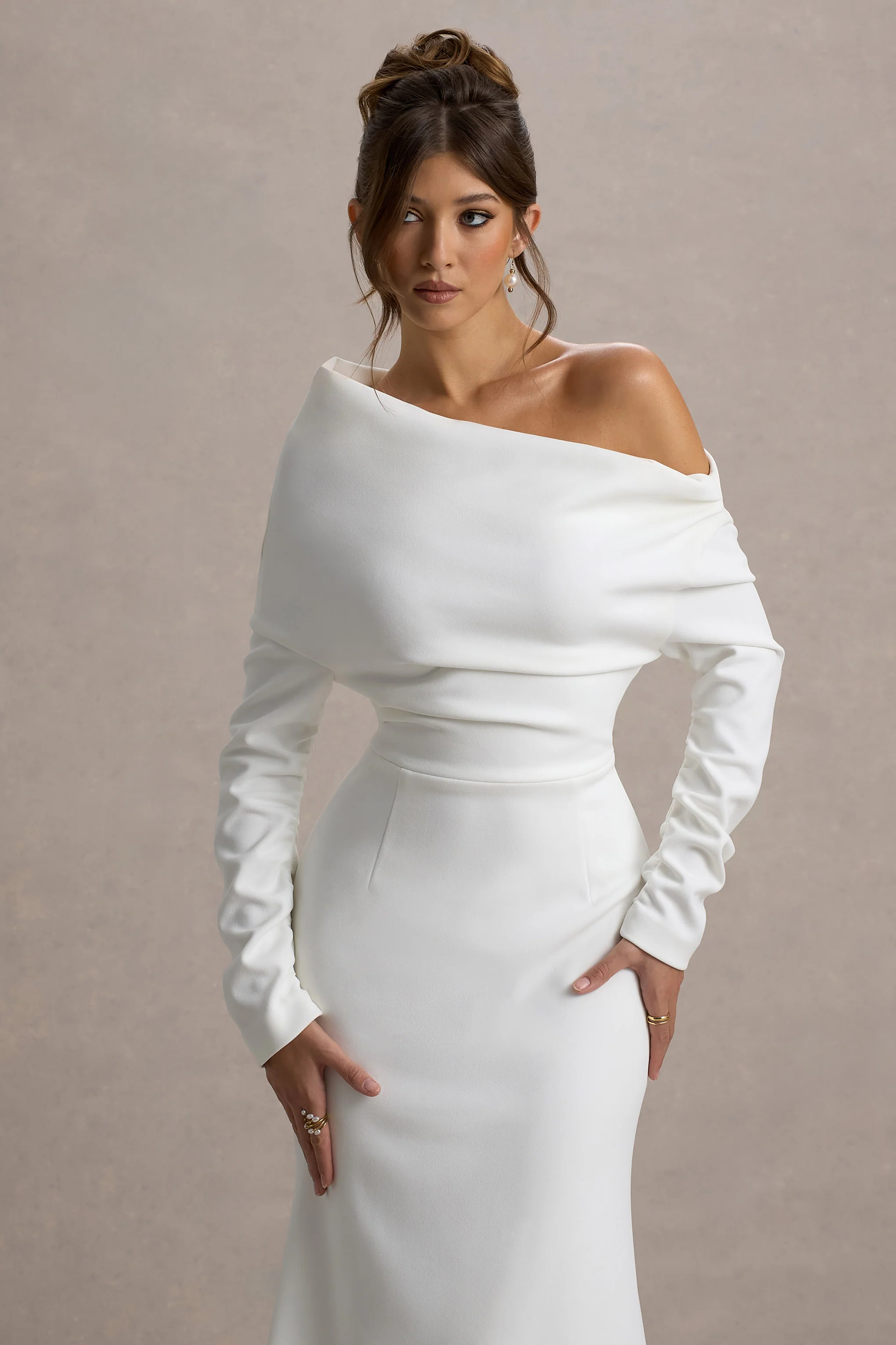 Lou | White One-Shoulder Asymmetric Maxi Dress - Image 3