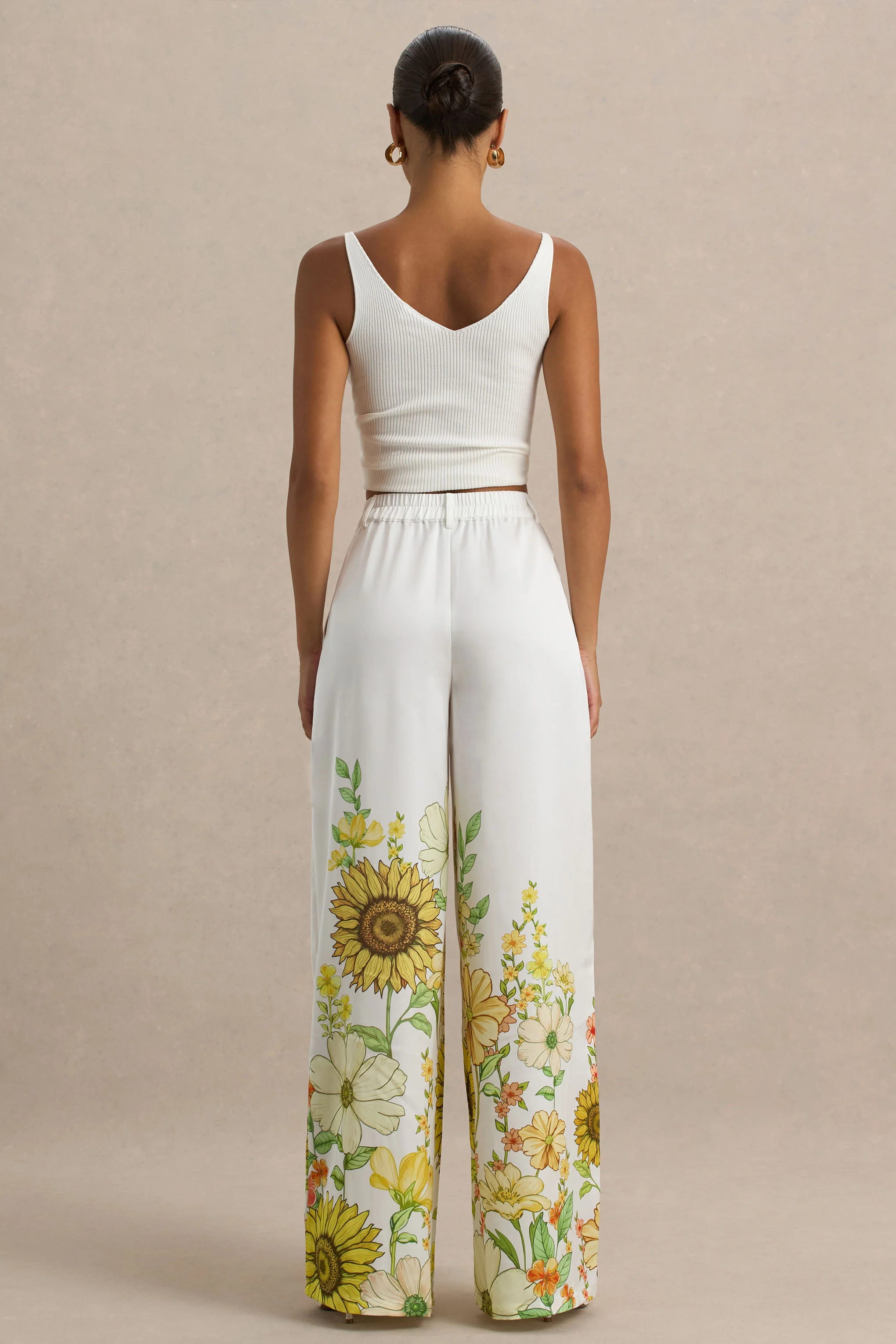 Louise | Sunflower Print Wide-Leg Trousers - Image 3
