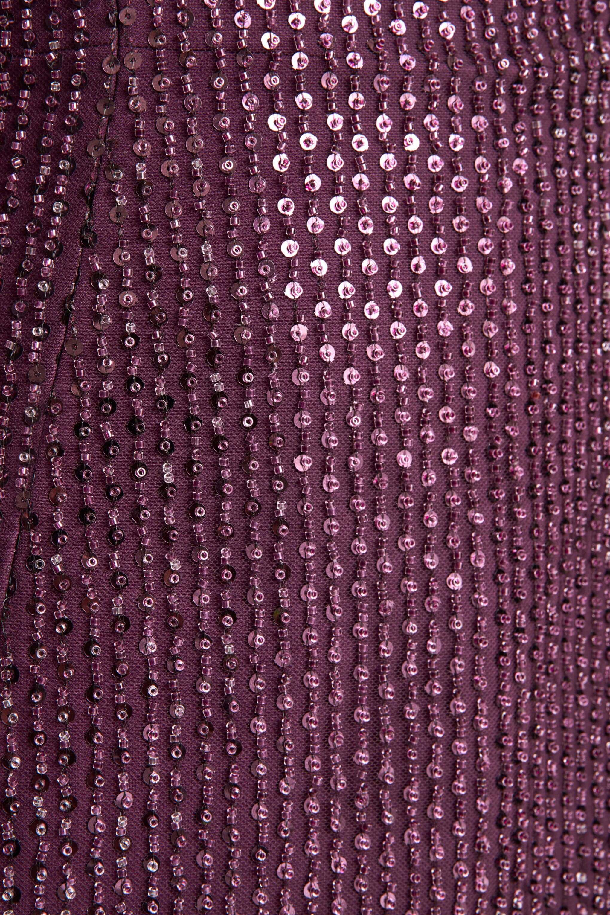 Luciana | Purple Sequin Embellished Bandeau Maxi Dress - Image 6