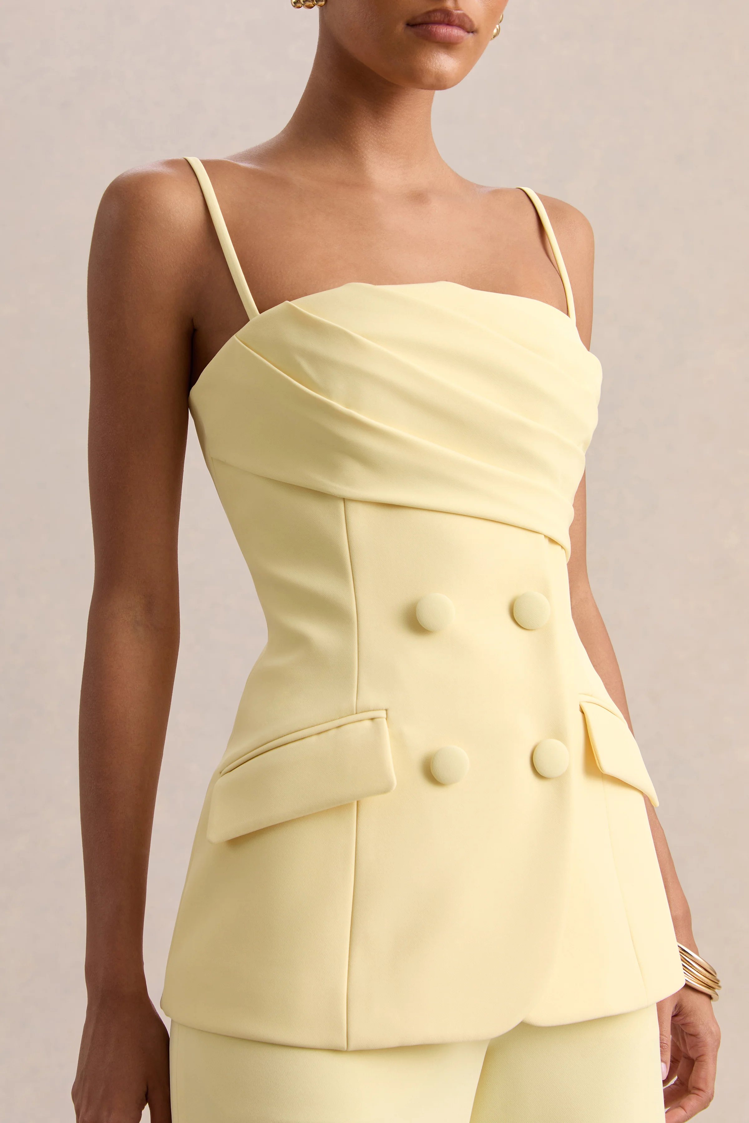 Lunivra | Lemon Square-Neck Tailored Top - Image 3