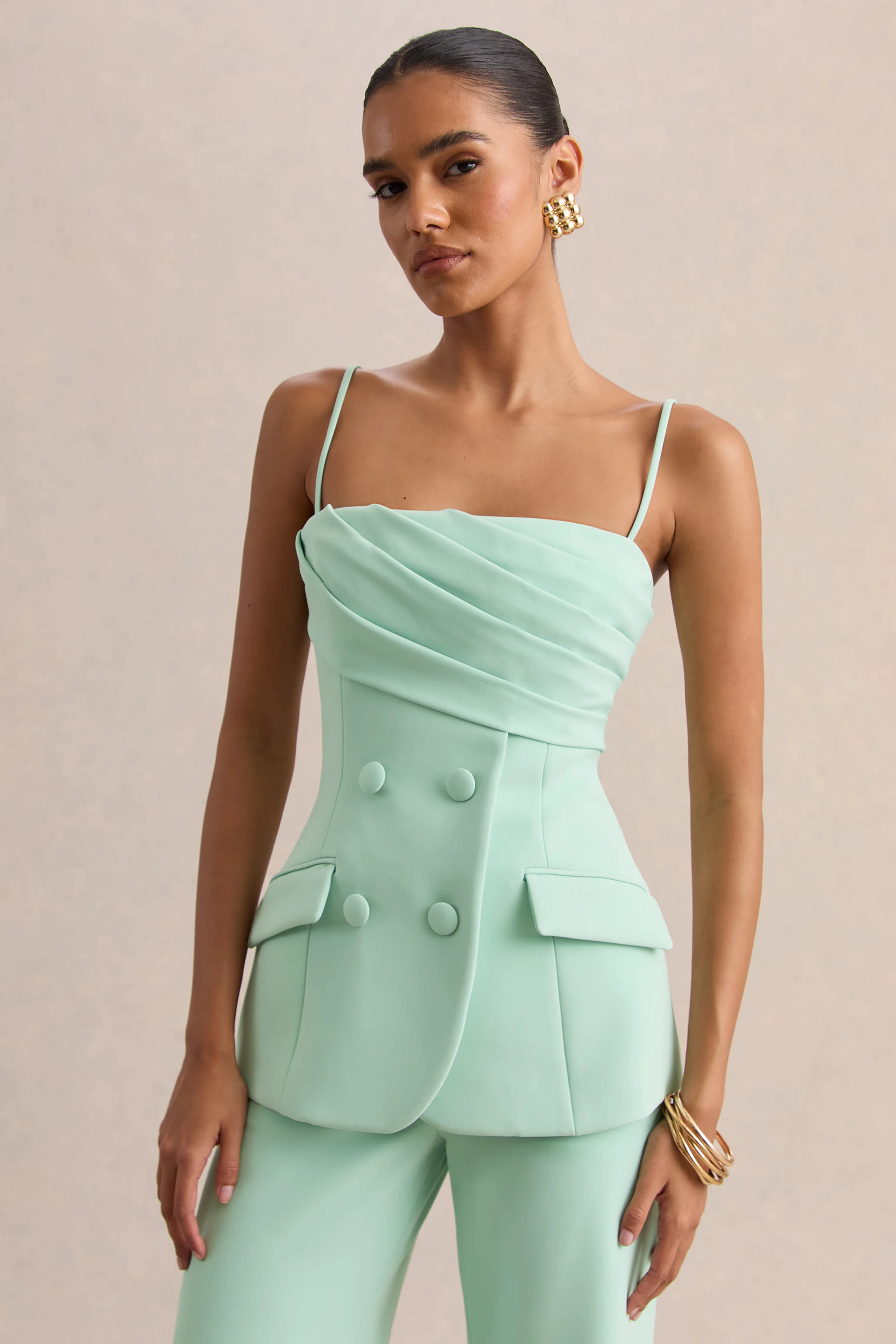 Lunivra | Sage Square-Neck Tailored Top - Image 5