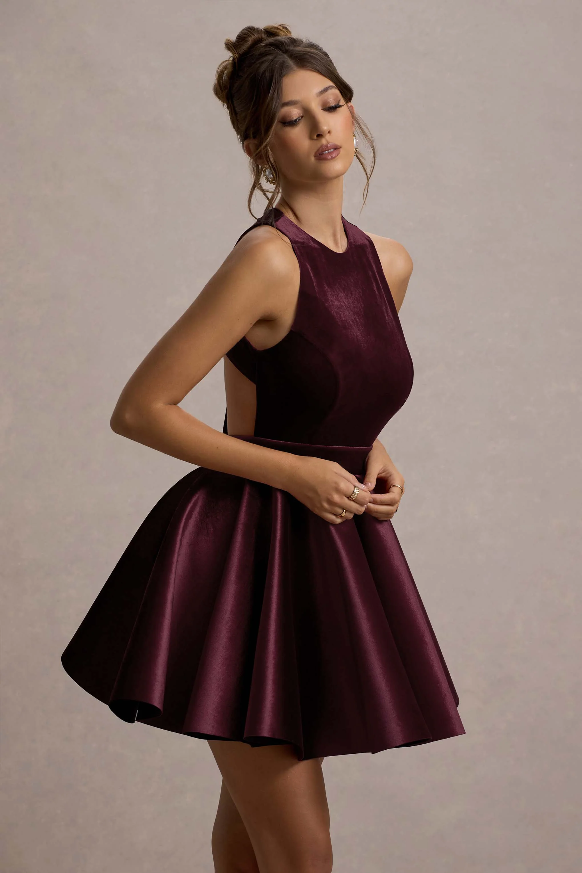 Mackie | Port Velvet Sleeveless Skater Mini Dress - Image 3