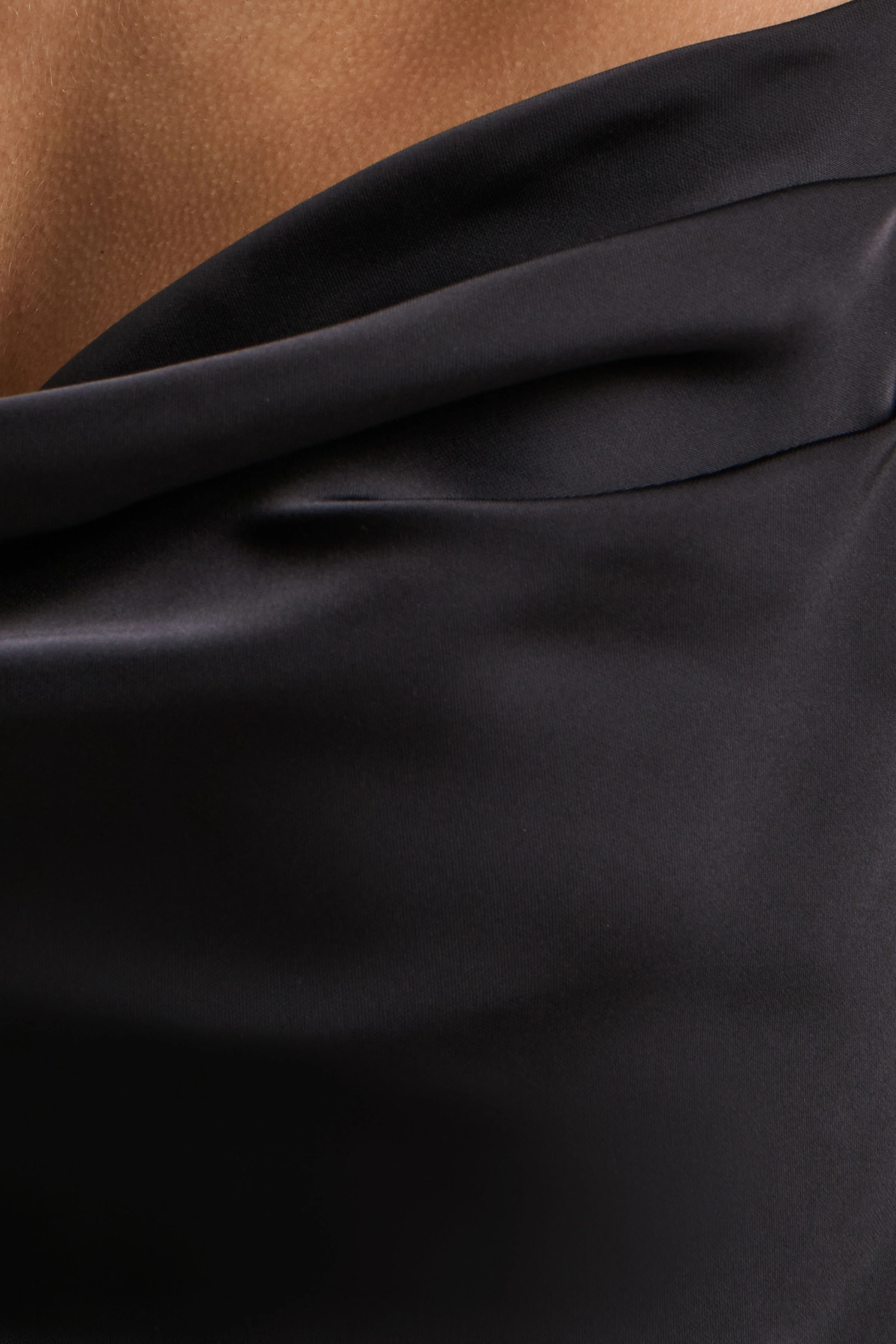 Maelia | Black Satin Cowl-Neck Maxi Dress With Diamante Straps - Image 6