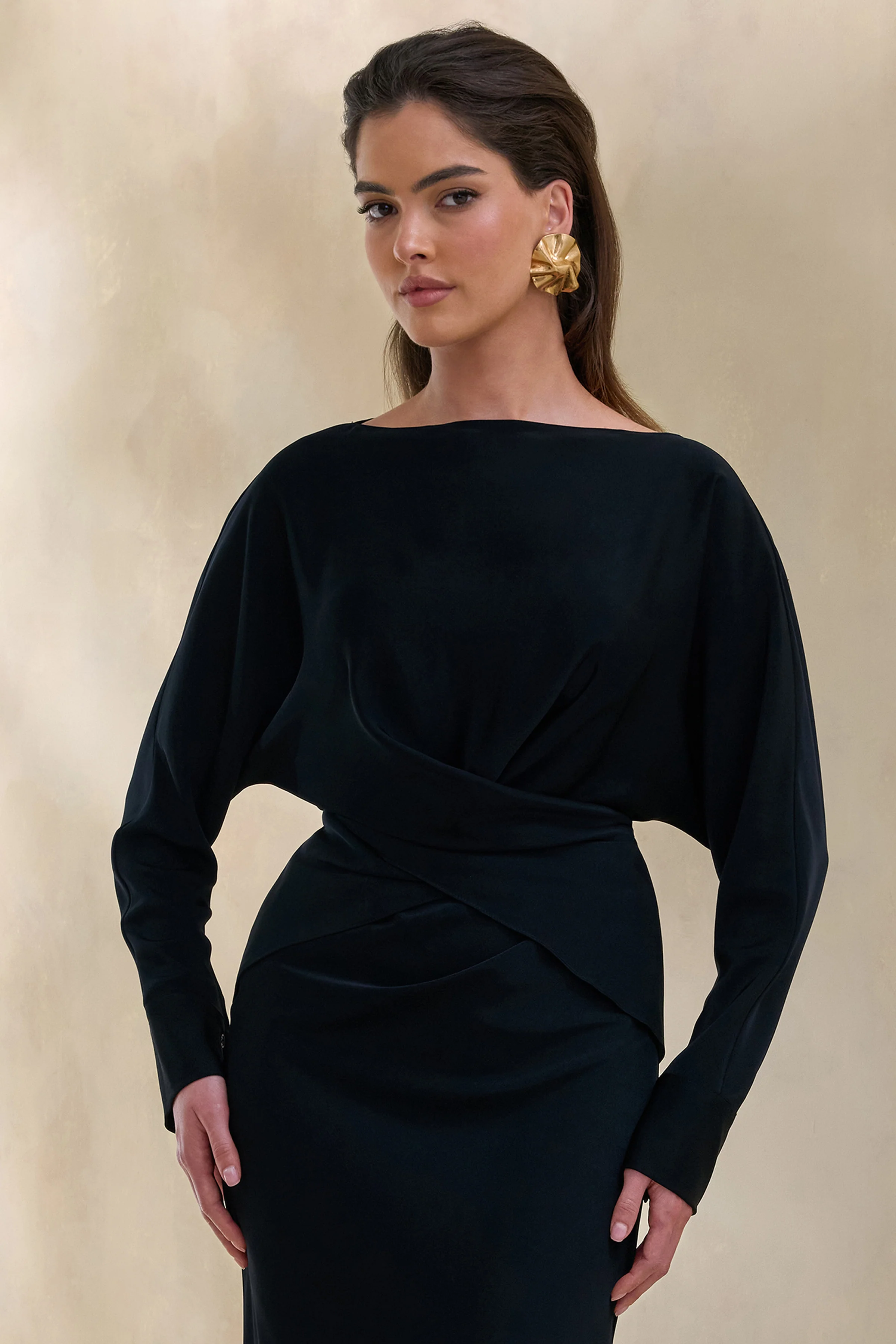 Miravia | Black Satin Wide-Neck Long-Sleeve Top - Image 7