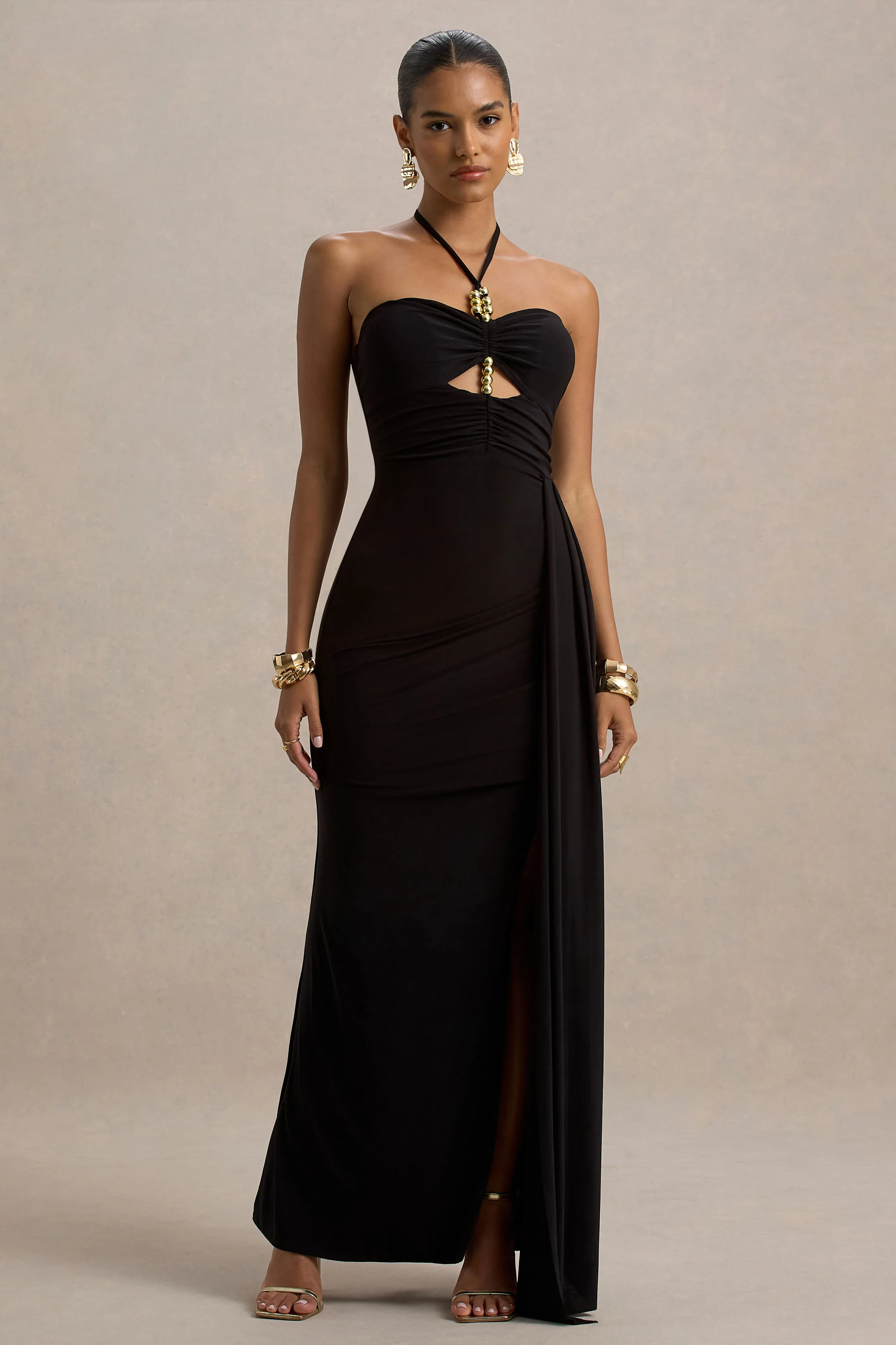 Mohito | Black Halter-Neck Cut-Out Maxi Dress With Split - Image 2