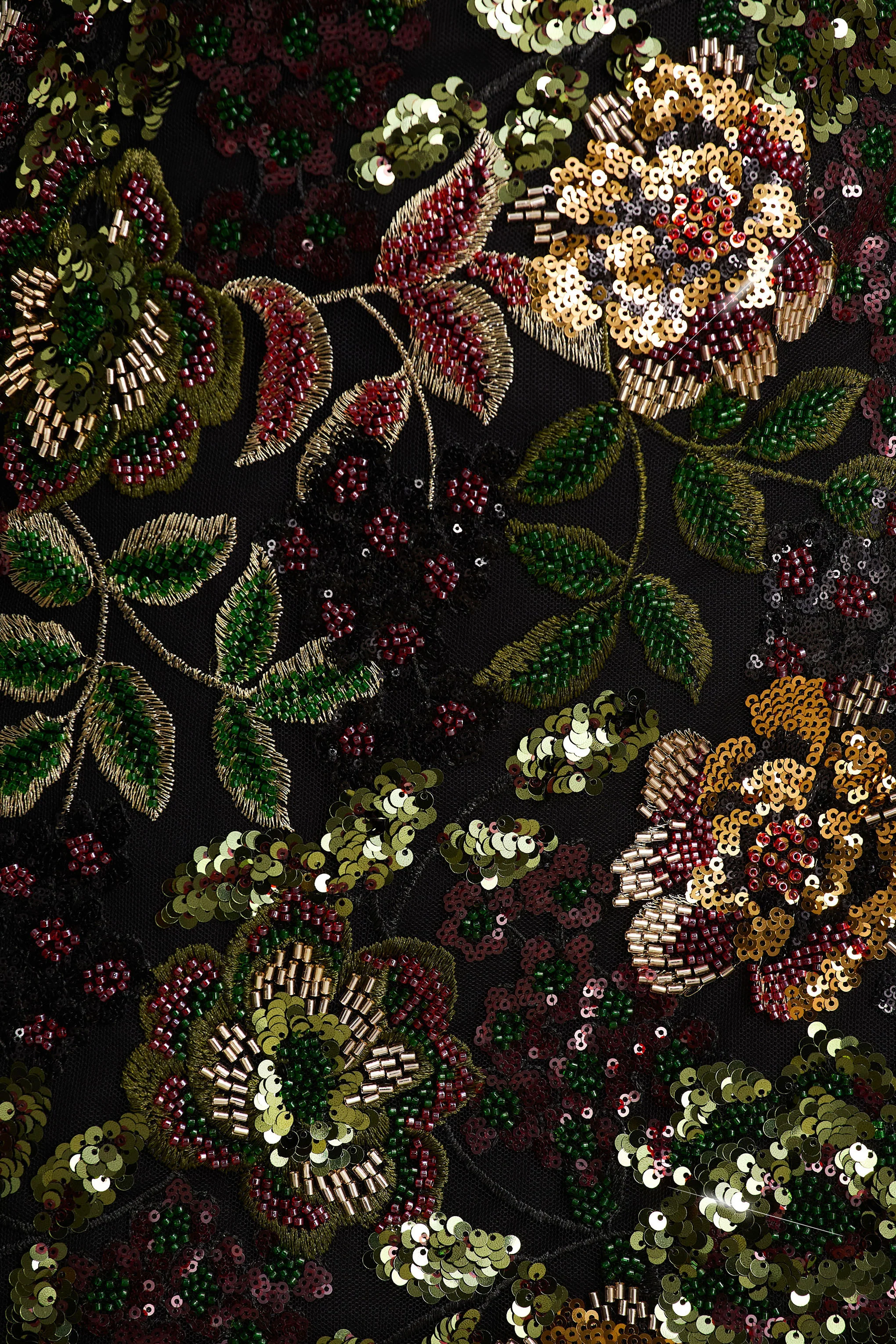 Moonlit | Winter Floral Embellished Mesh And Sequin Crew-Neck Mini Dress - Image 6