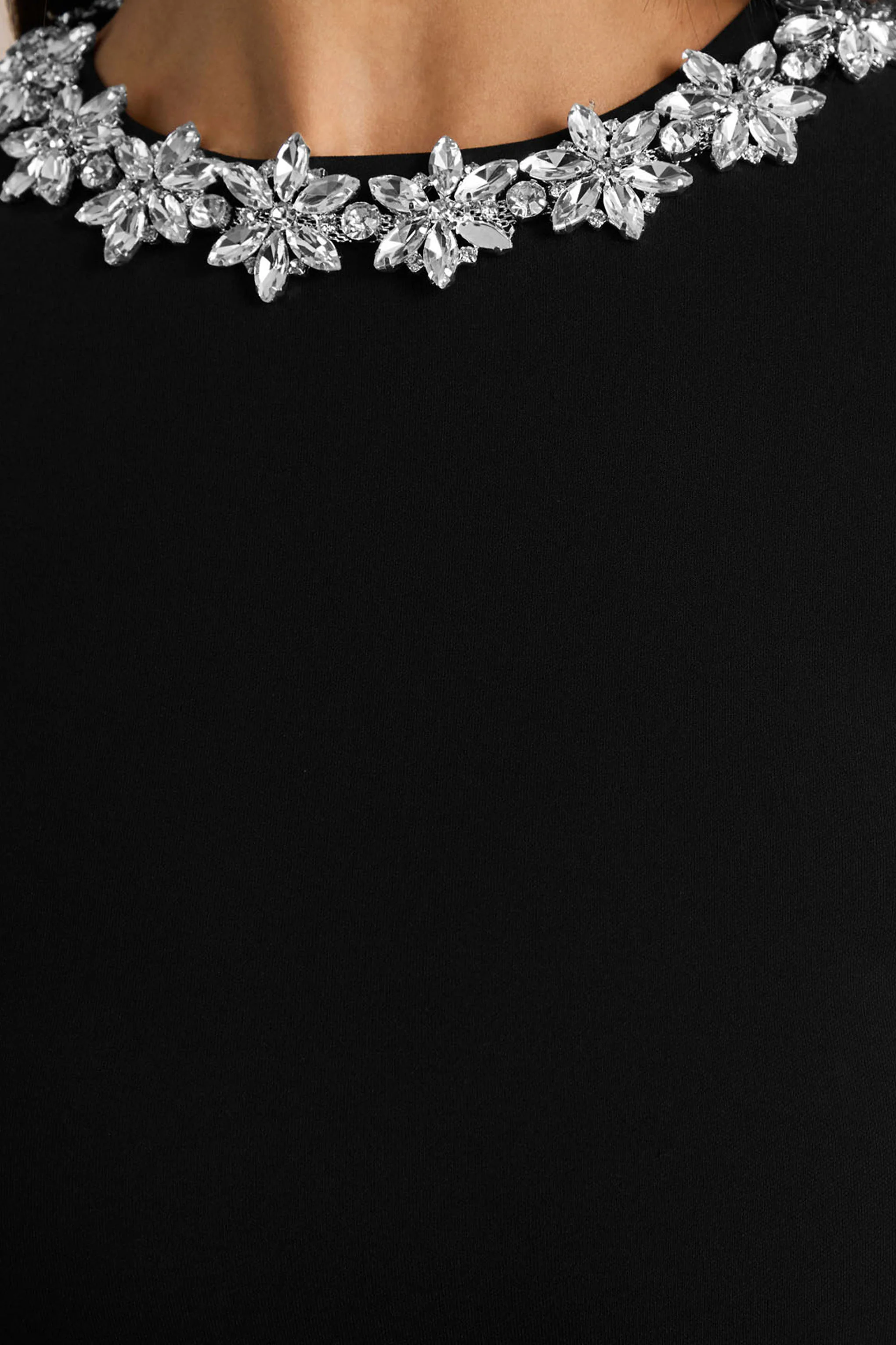 My Wish | Black Embellished Crew-Neck Mini Dress With Drop-Waist - Image 6