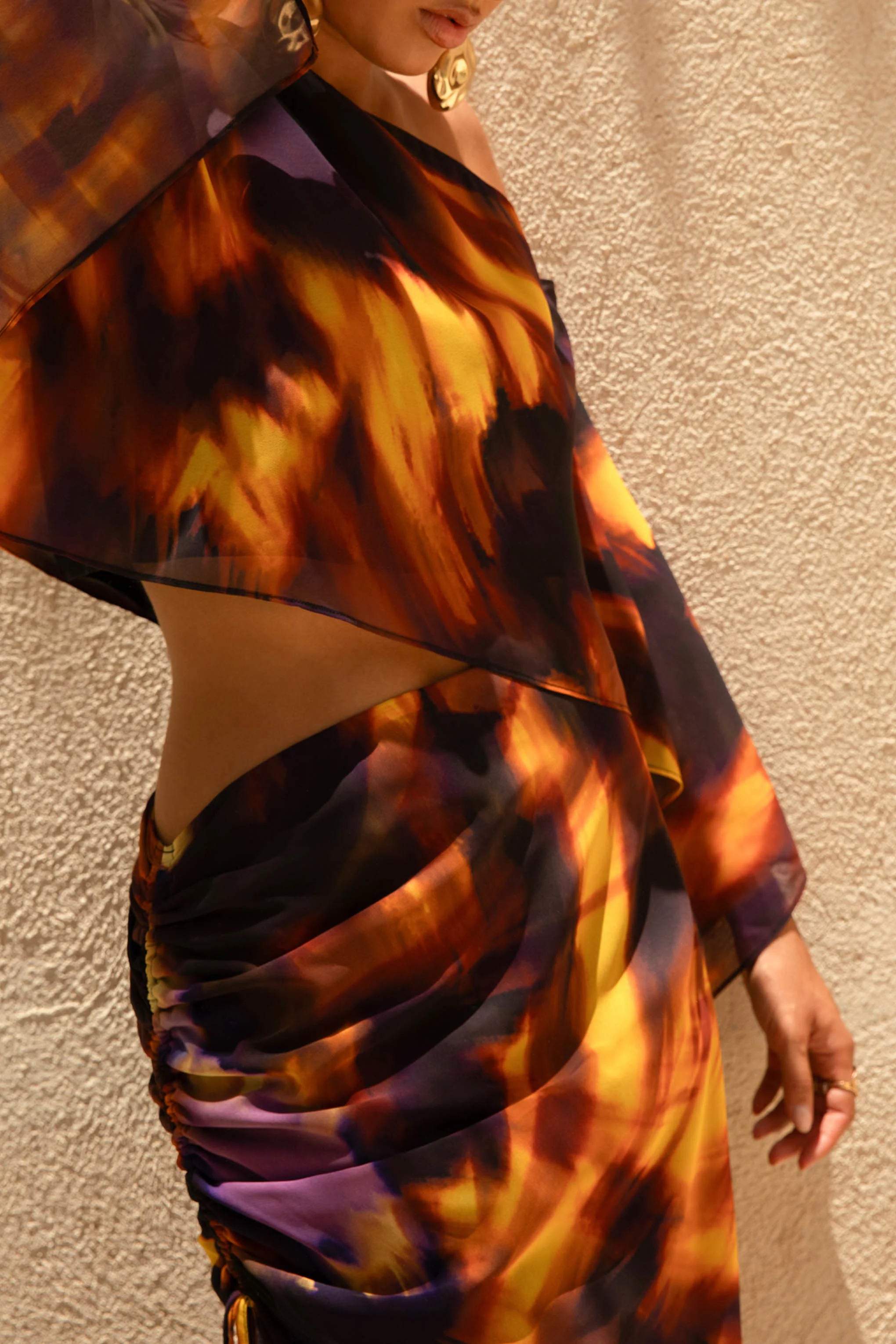 Nadine | Smoke Print Asymmetric Maxi Skirt With Split - Image 4