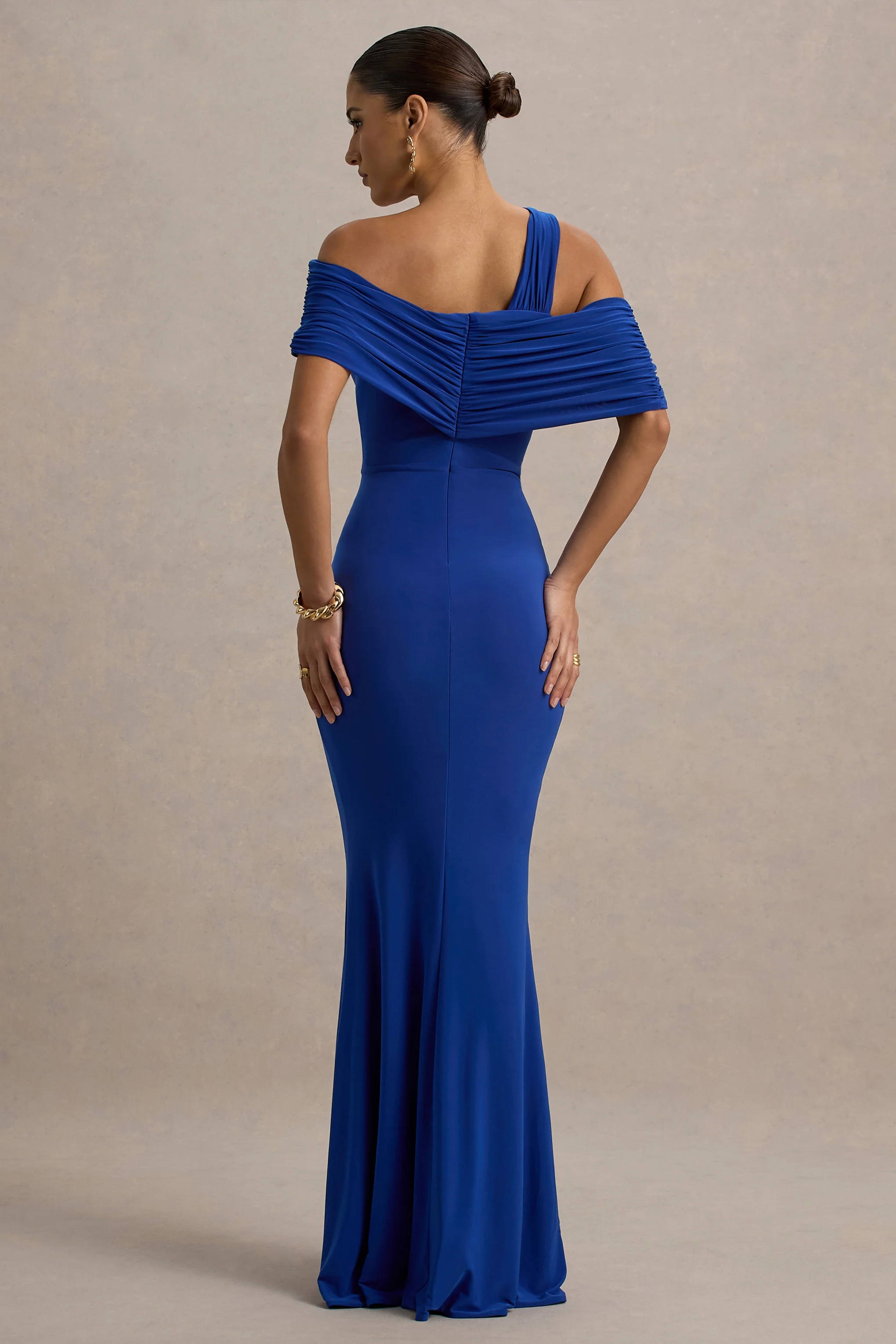 Nala | Blue Asymmetric Maxi Dress With Split - Image 2