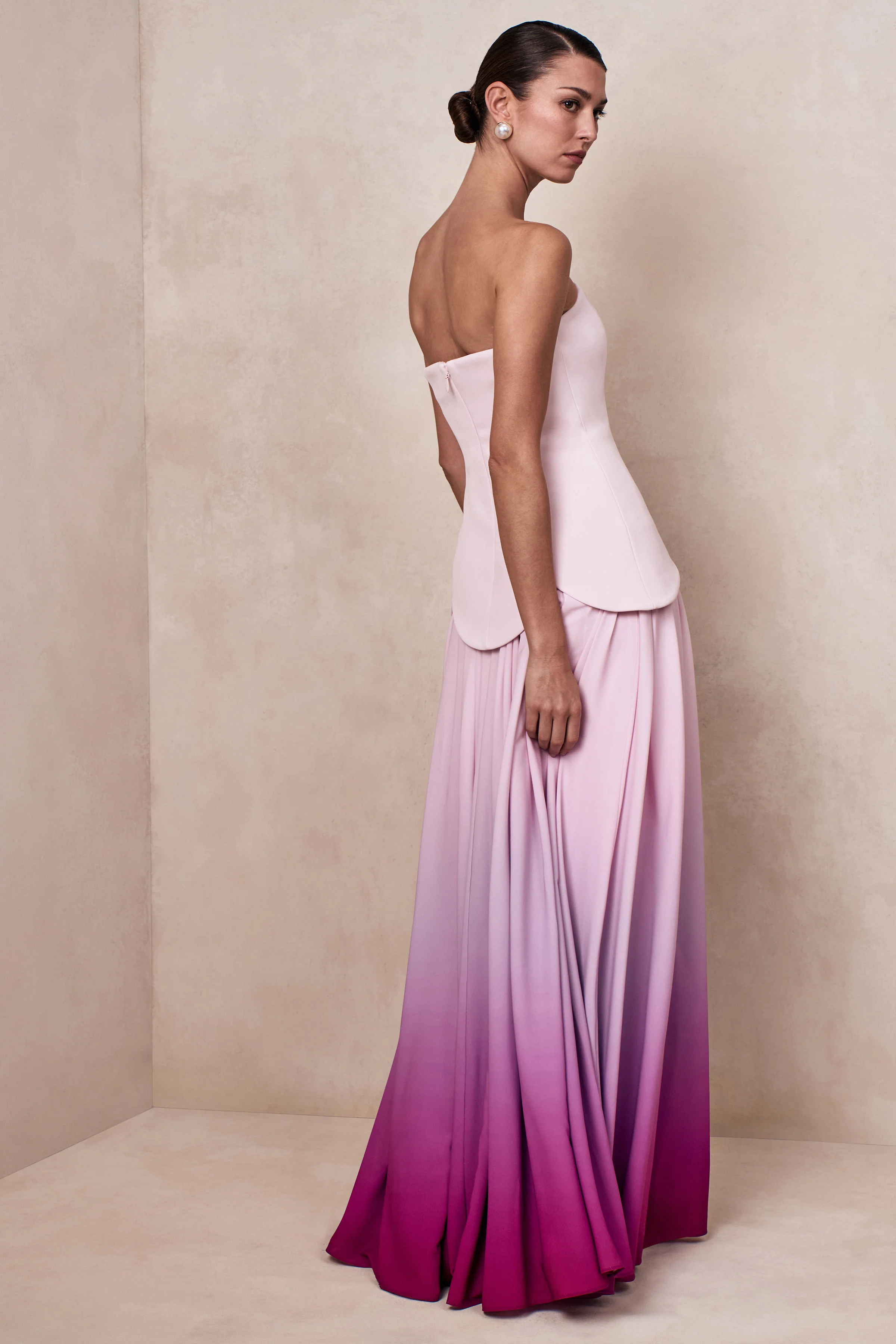 Nia | Pink Ombre Bandeau Maxi Dress - Image 2