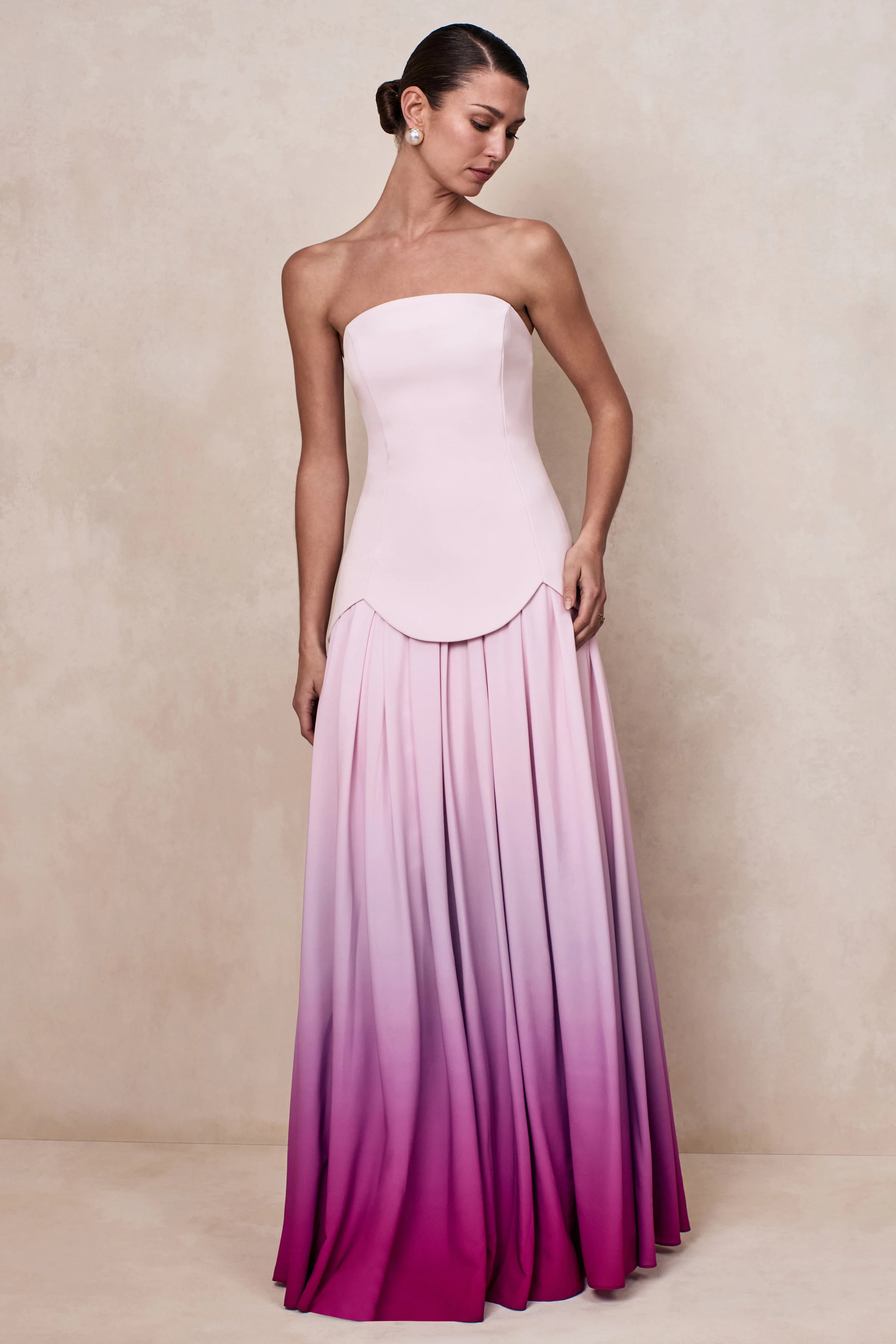 Nia | Pink Ombre Bandeau Maxi Dress - Image 4