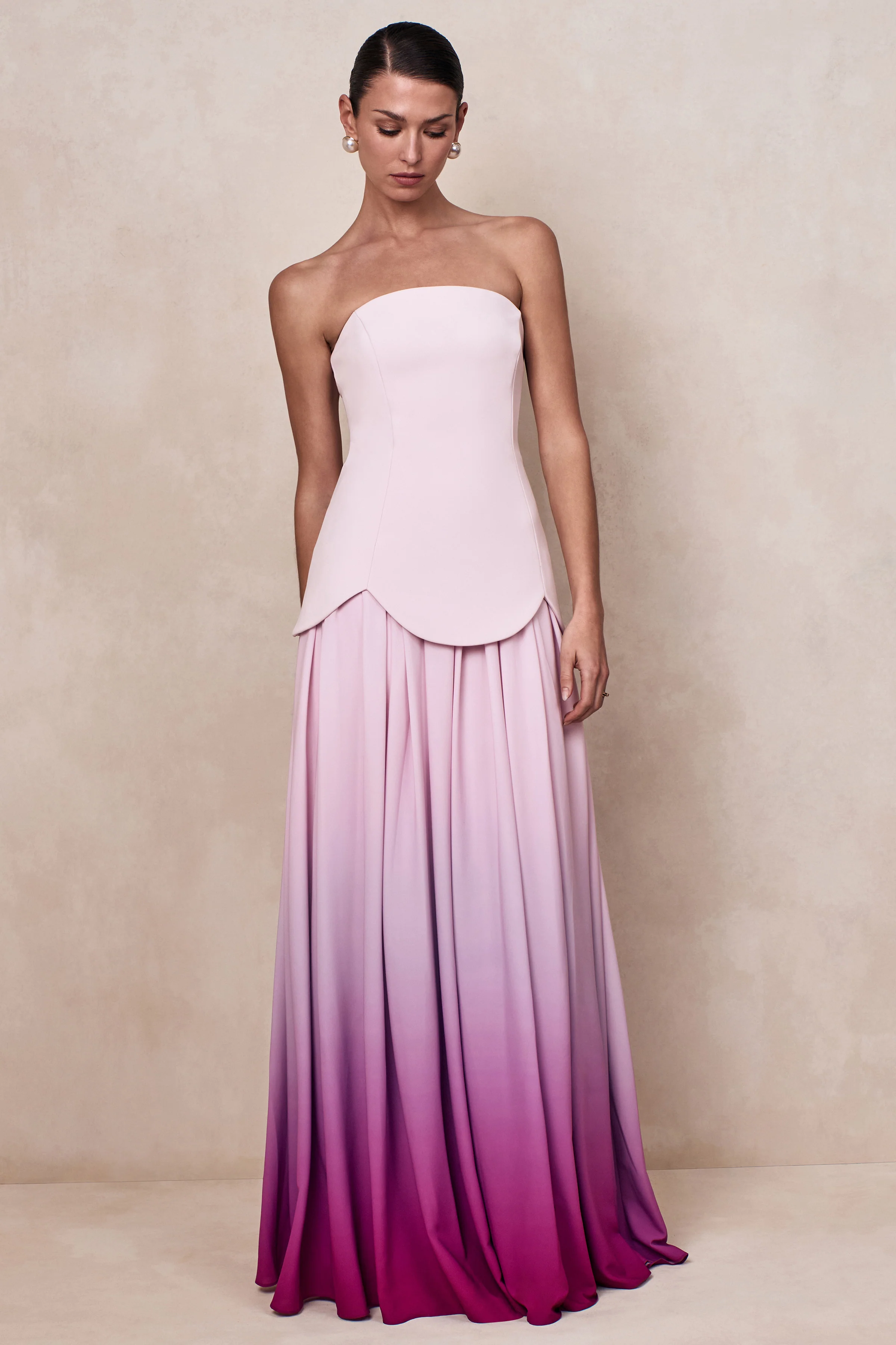 Nia | Pink Ombre Bandeau Maxi Dress - Image 5