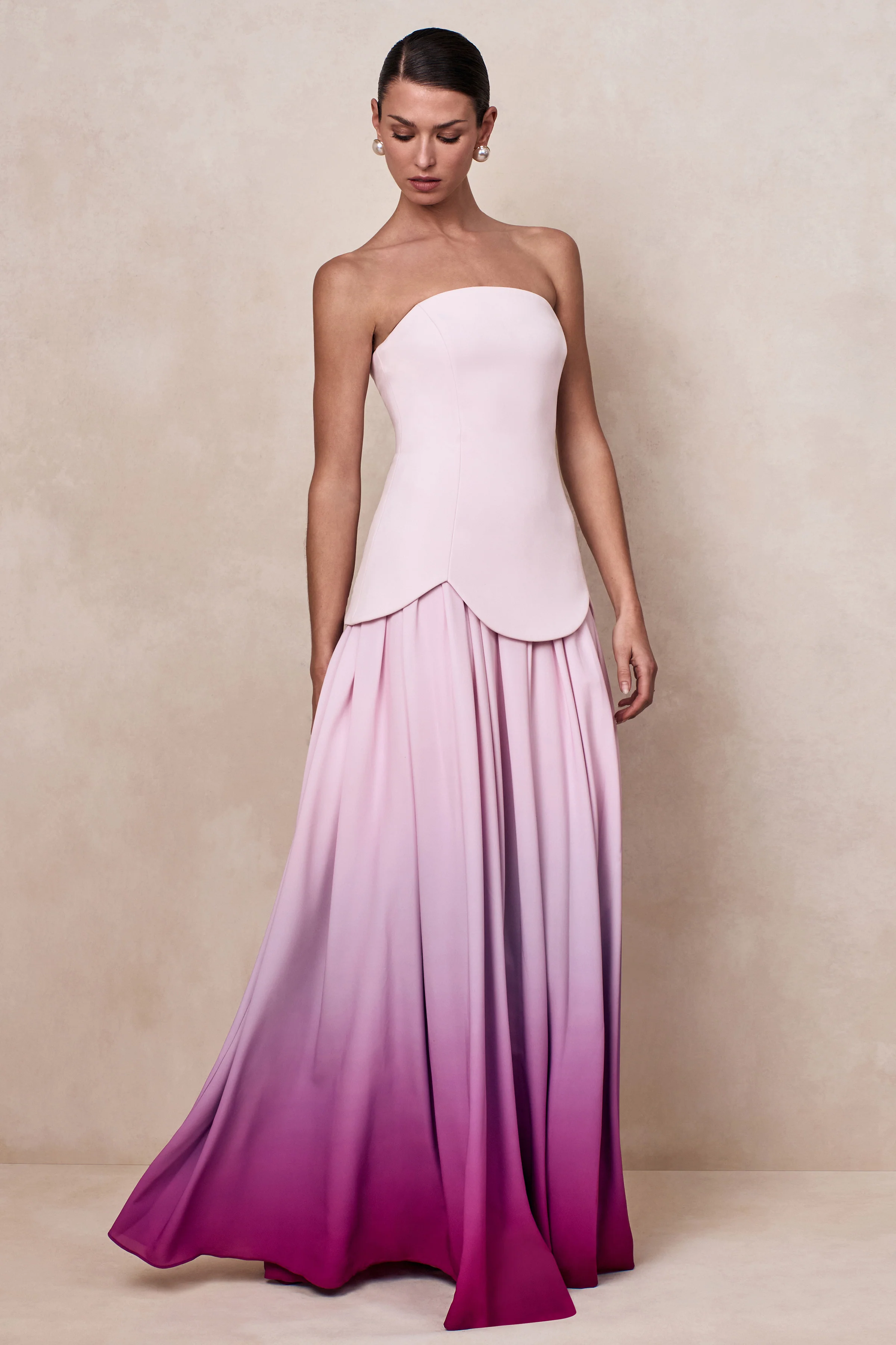 Nia | Pink Ombre Bandeau Maxi Dress - Image 6