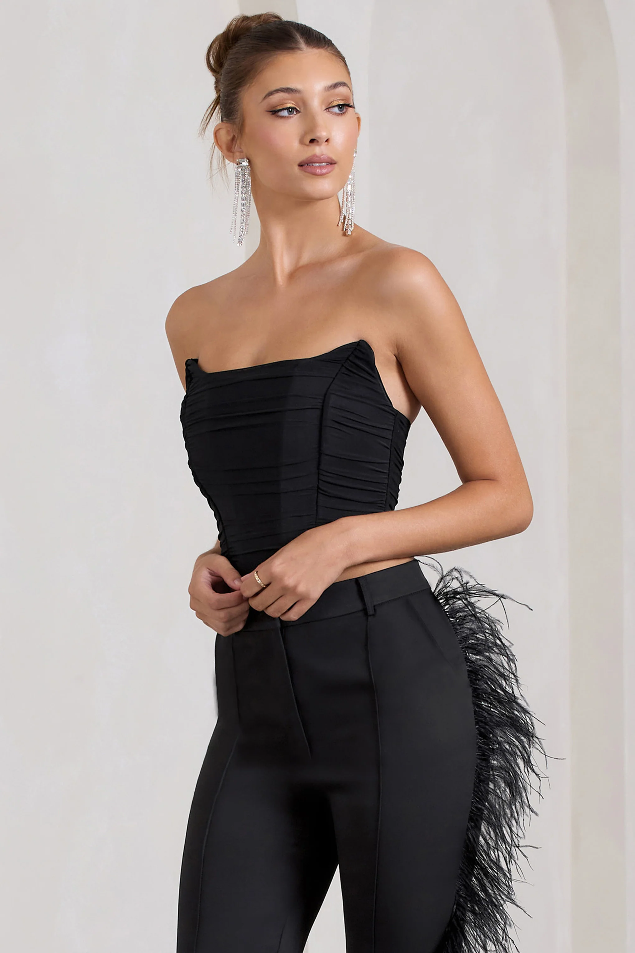 Obsessed | Black Bandeau Mesh Corset Style Crop Top - Image 4