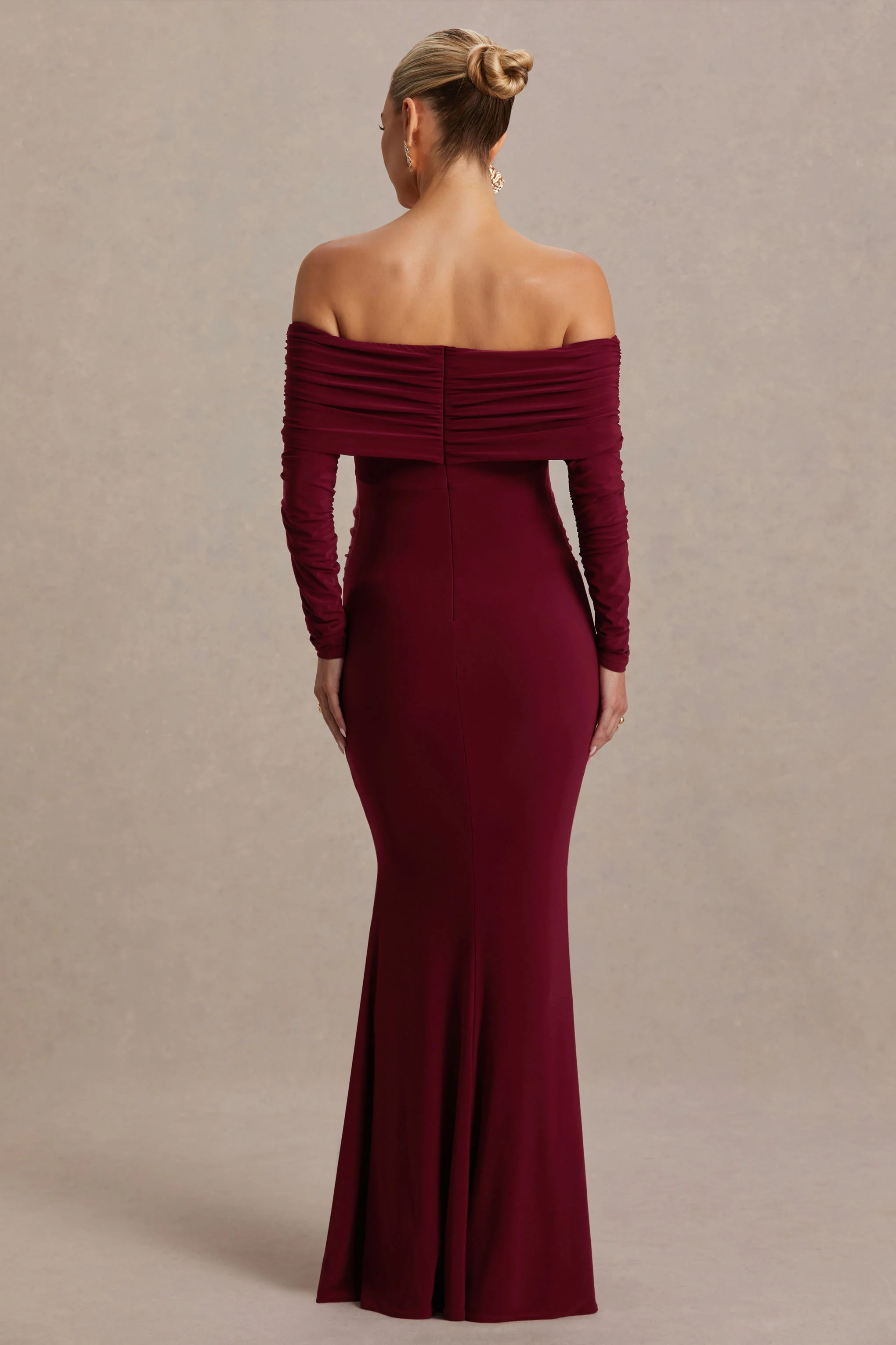 Odessa | Berry Bardot-Neck Maternity Maxi Dress - Image 2