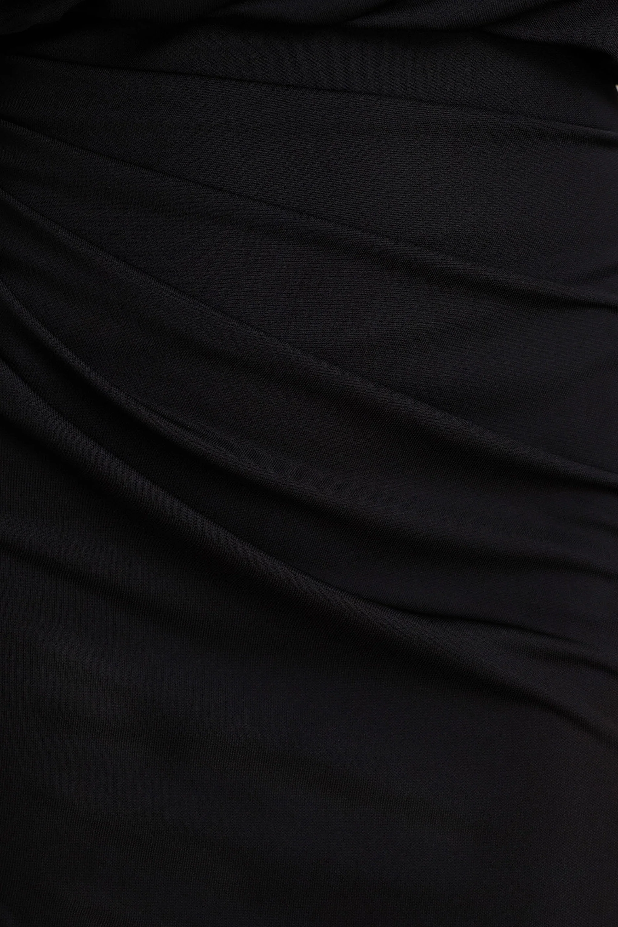 Olivia | Black Asymmetric-Neck Maxi Dress With Ruched Detailing And Asymmetric-Hem - Image 6