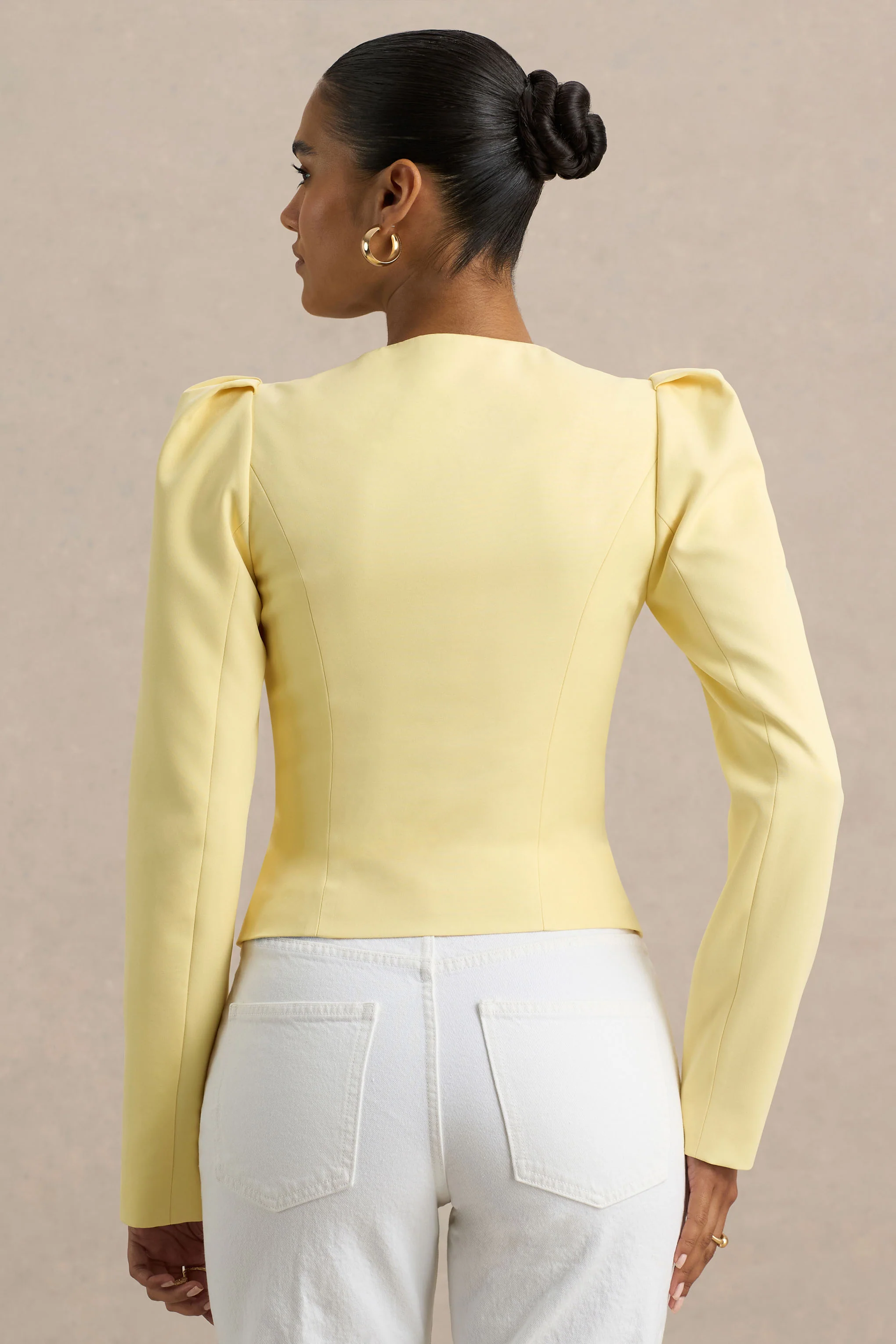 Olympia | Lemon Sweetheart-Neck Tailored Top - Image 2