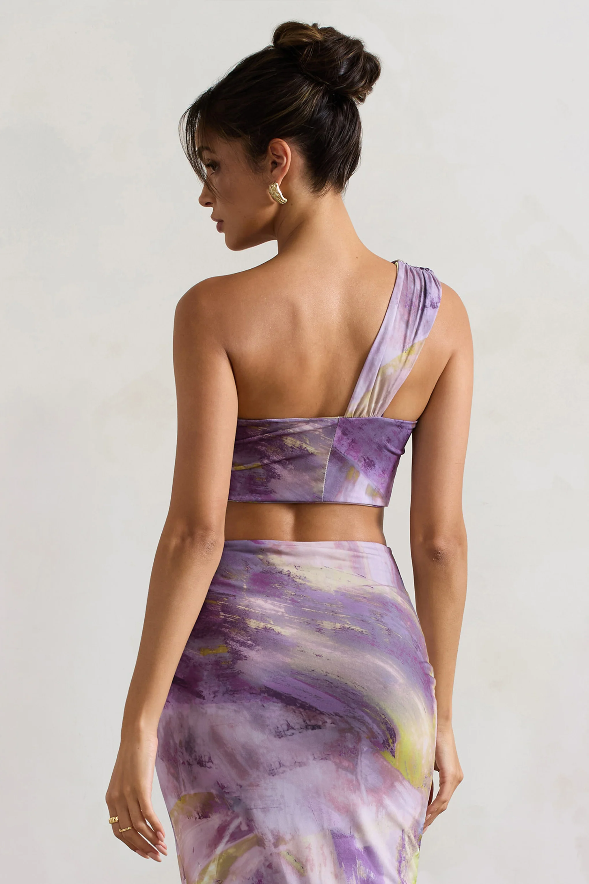 Open Heart | Lilac Print Knot One Shoulder Bralette - Image 4