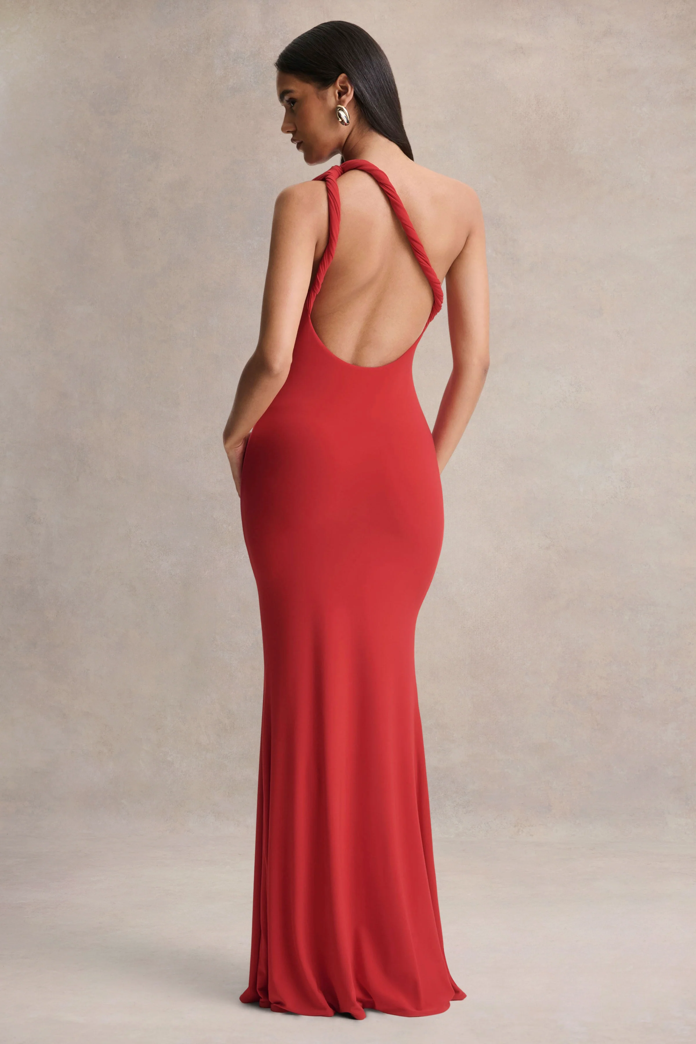 Ottilie | Red Asymmetric-Neck Maxi Dress - Image 2