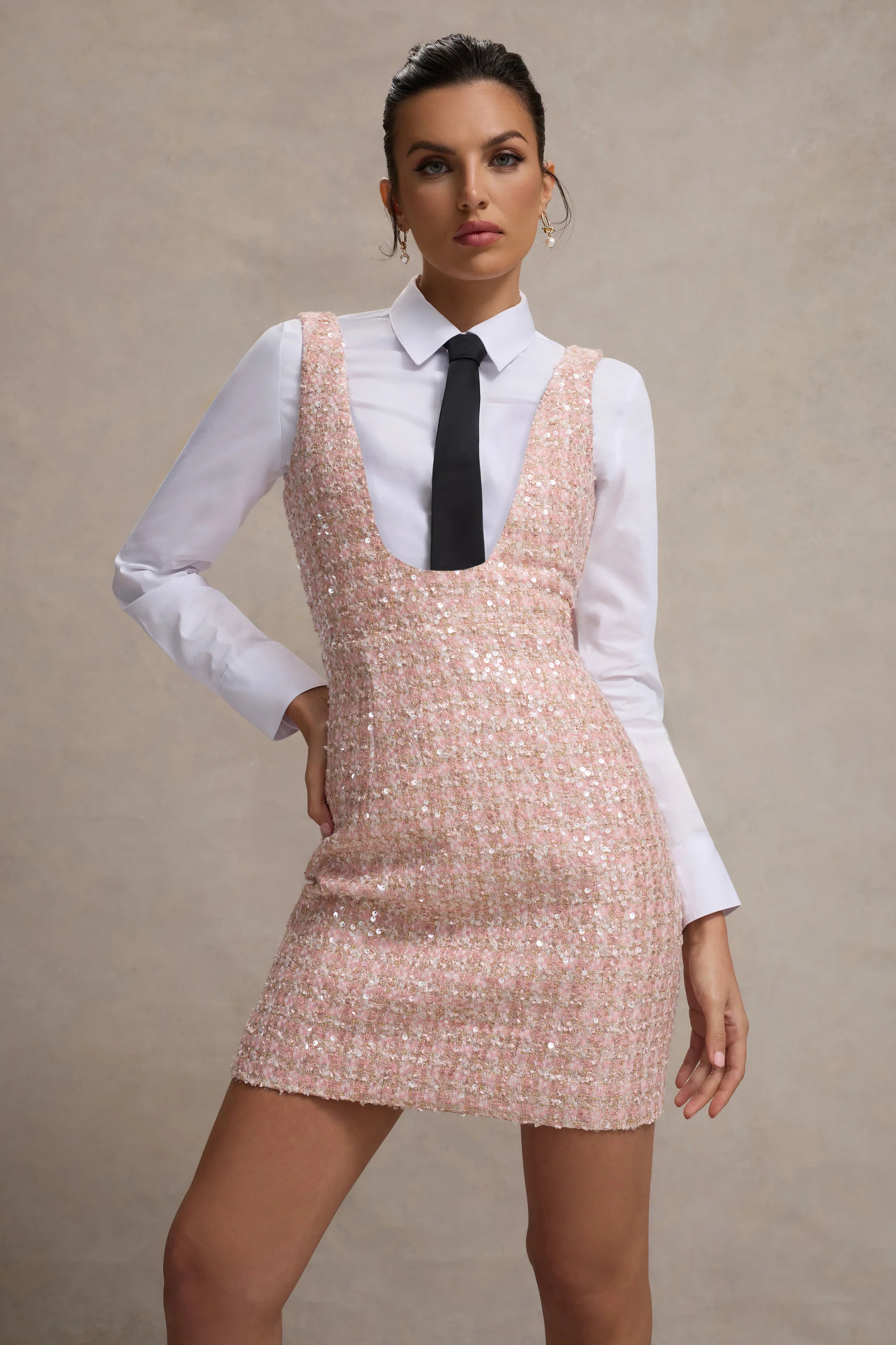 Oxford | Pink Boucle Sleeveless Pinafore - Image 5