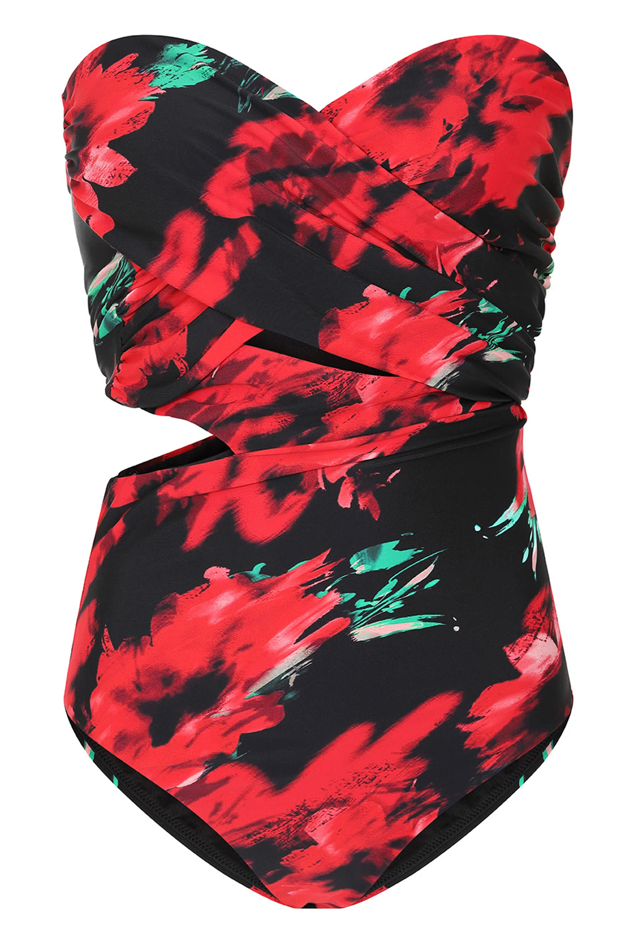 Oyster | Multi Print Wrapped Bardot Swimsuit - Image 6