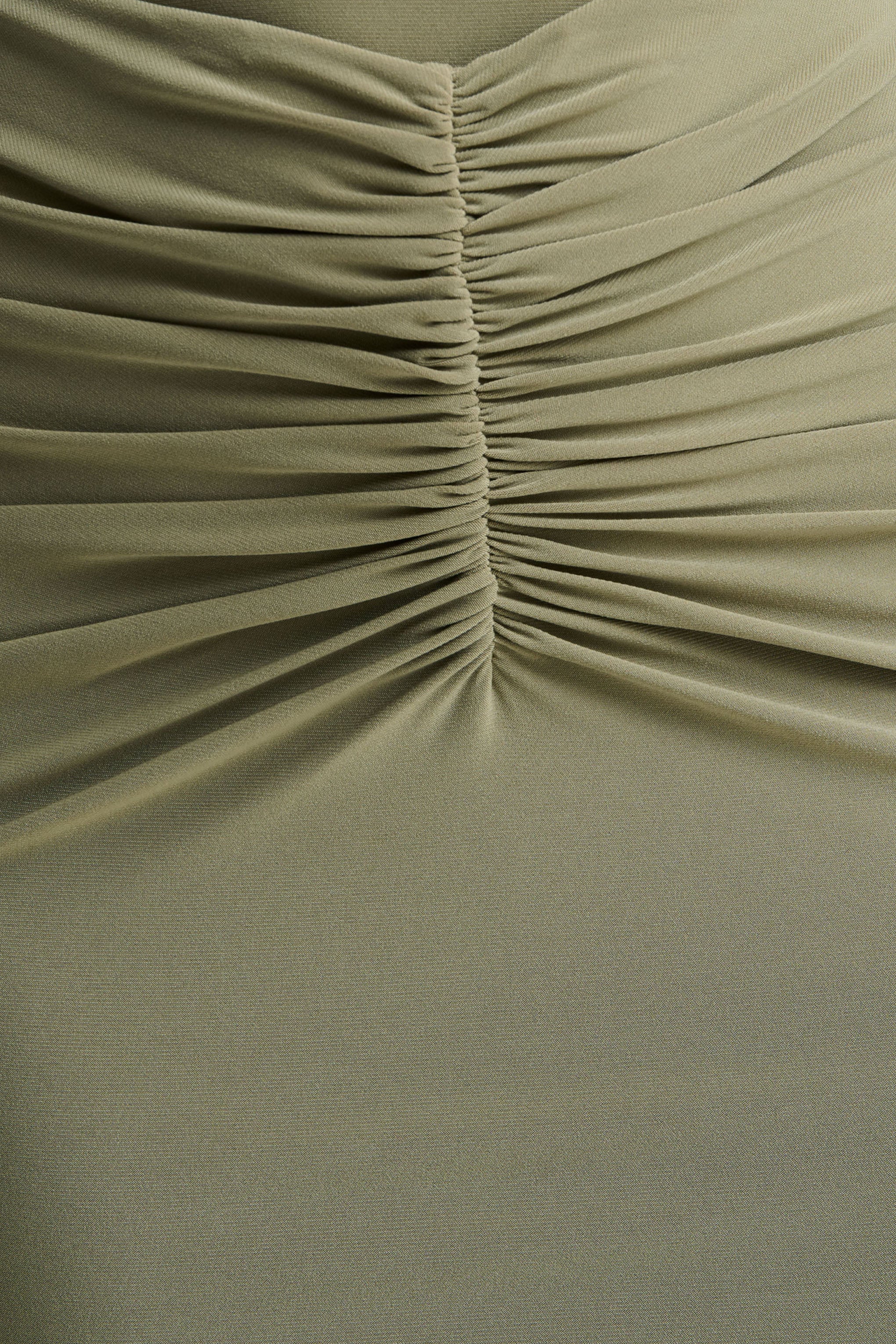 Persis | Olive High-Neck Maxi Dress With Gathered Detailing - Image 6