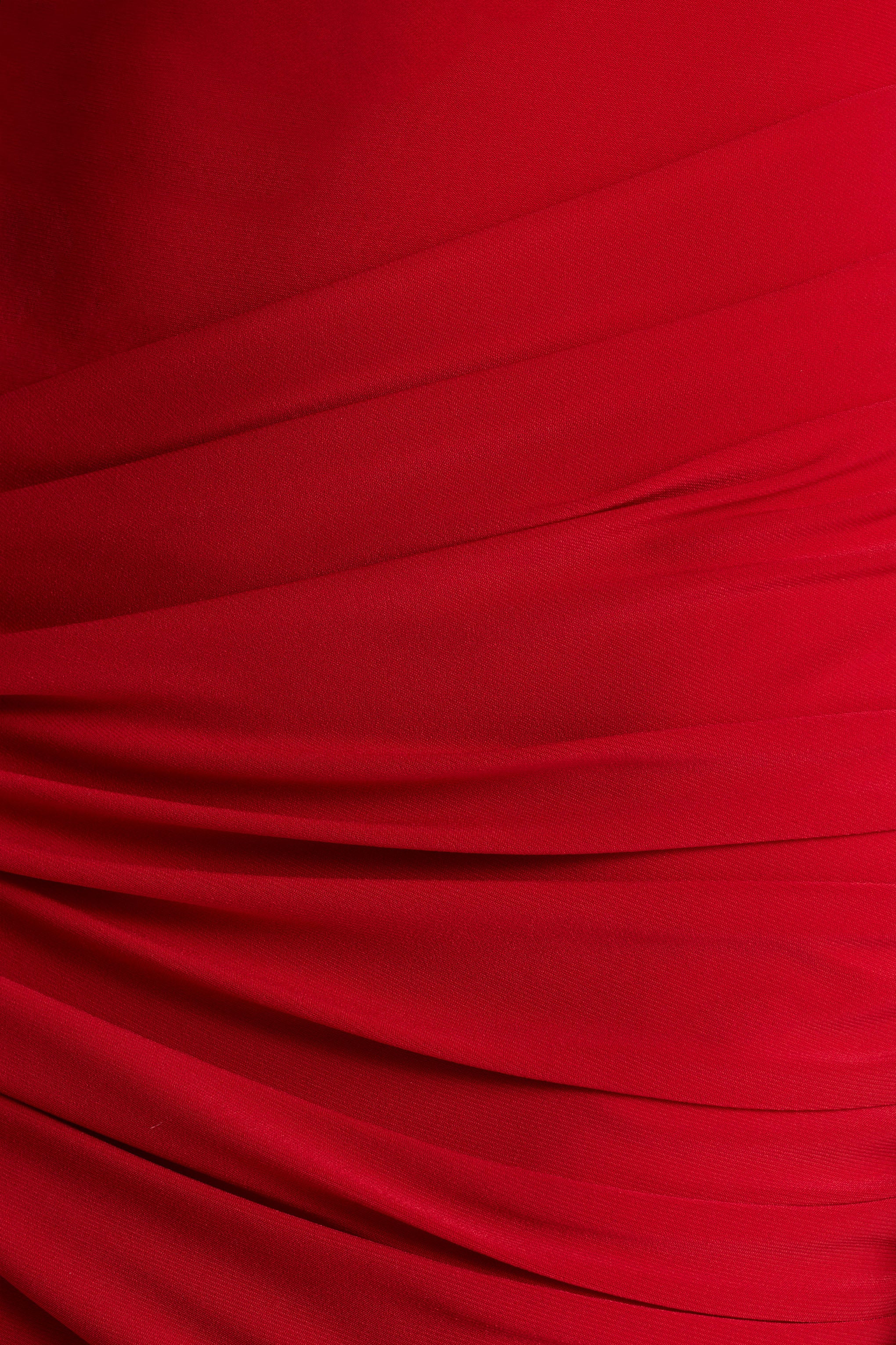 Petronia | Red V-Neck Maxi Dress With Wrap-Detail - Image 7