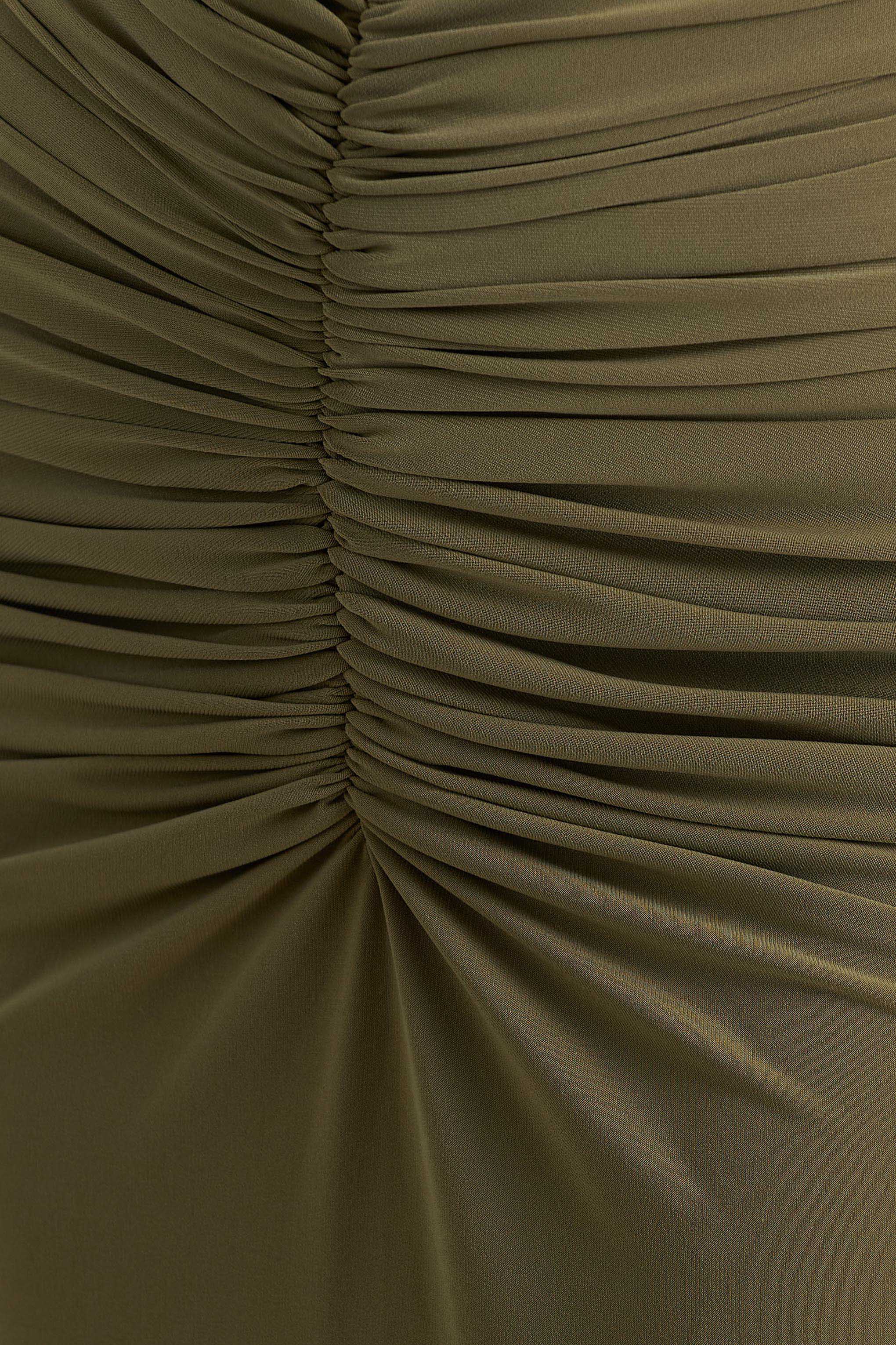 Premiere | Olive Boat-Neck Maxi Dress With Cape-Sleeves And Open-Back - Image 6
