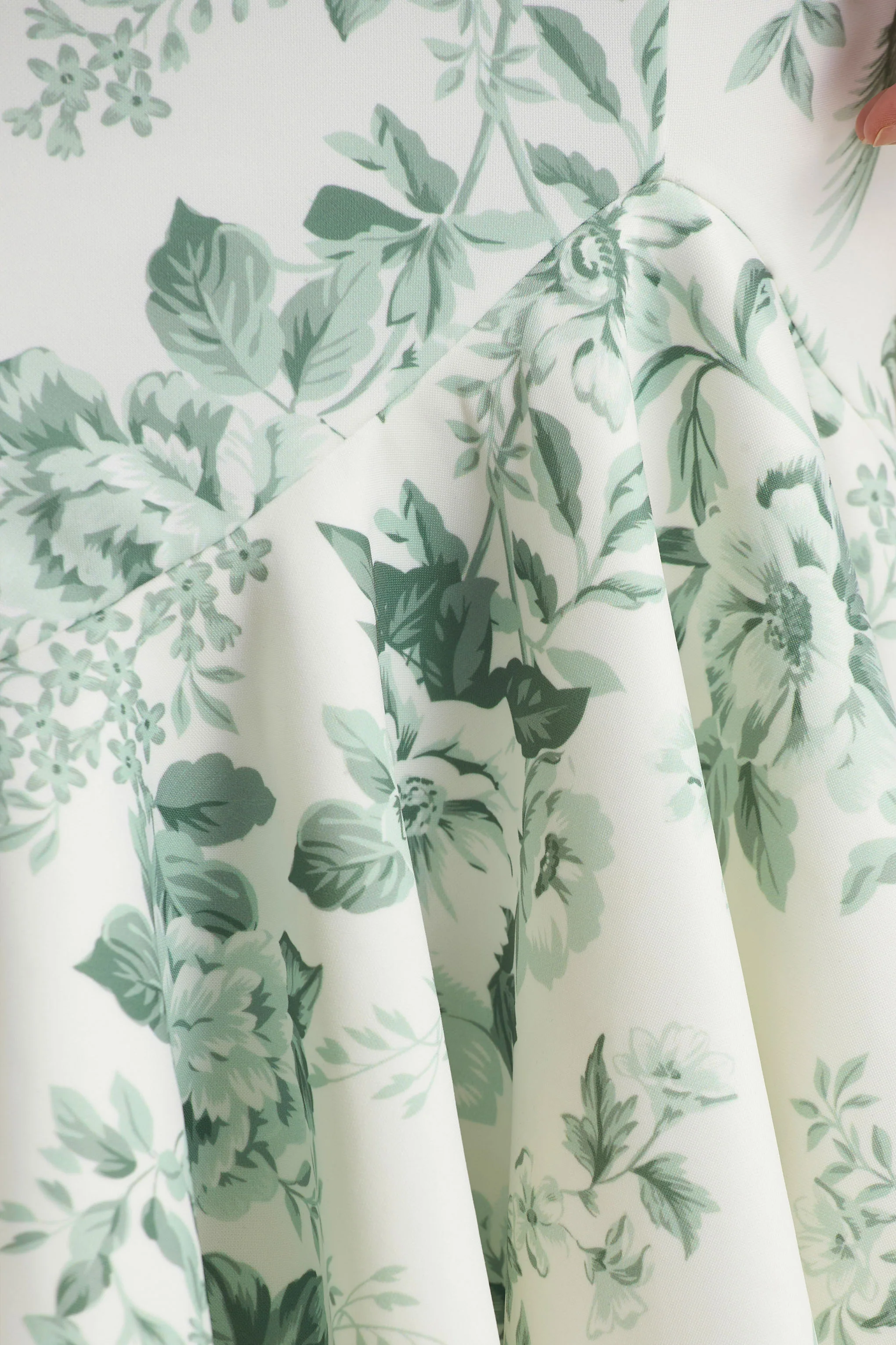 Priceless | Green Porcelain Print Print High-Neck Fishtail Midi Dress - Image 7