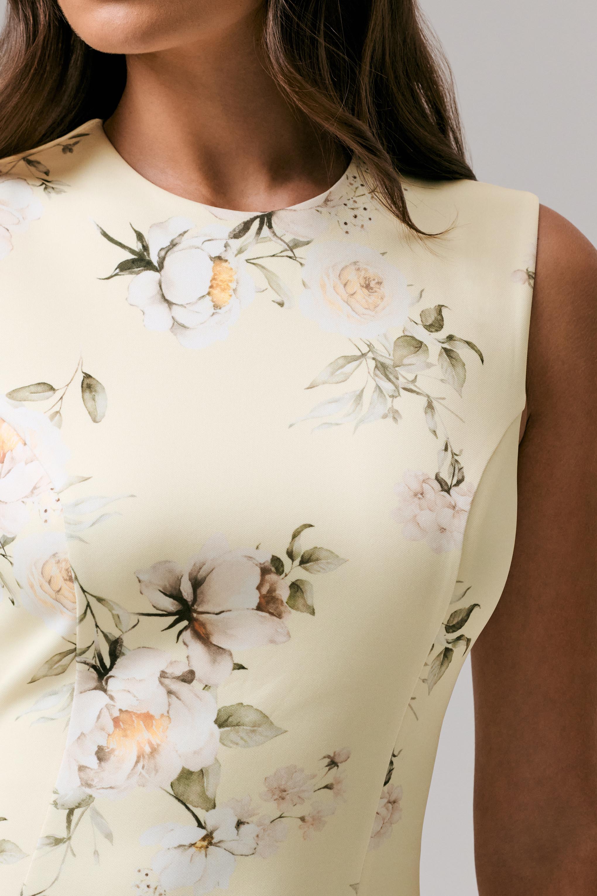 Priceless | Lemon Print Crew-Neck Fishtail Midi Dress - Image 6