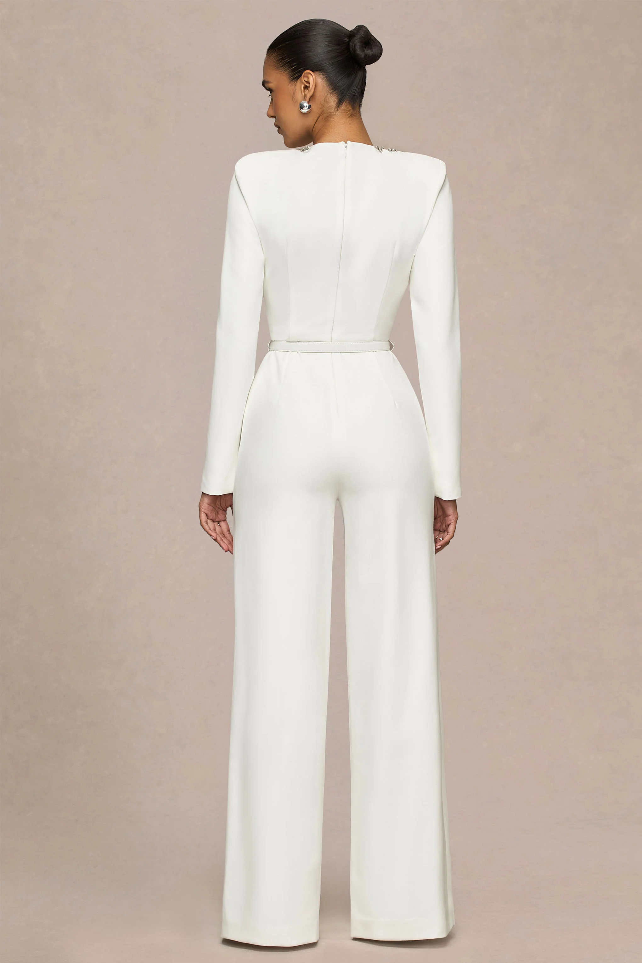 Prize | Cream Crew-Neck Jumpsuit With Embellishment Detail - Image 2