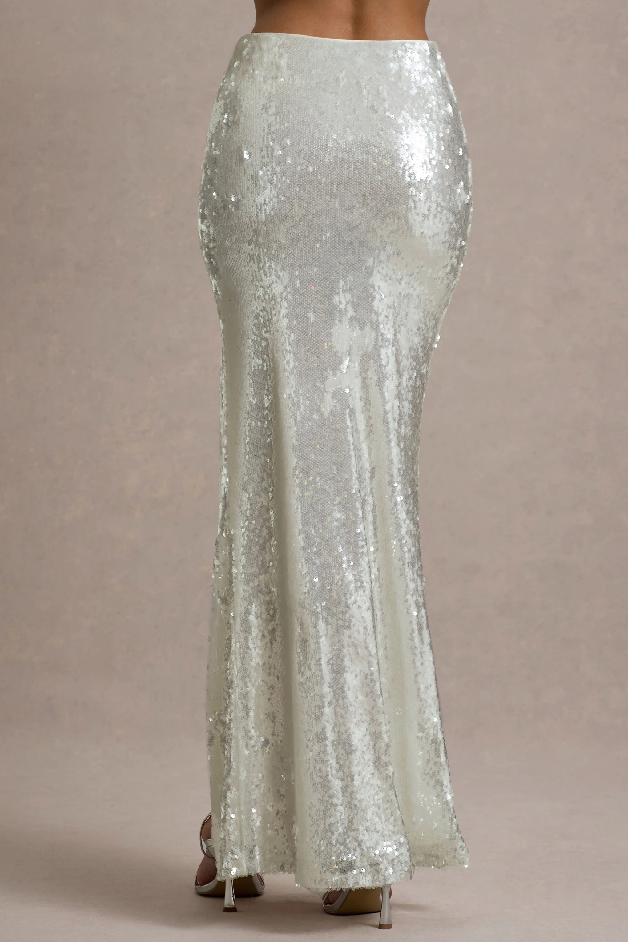 Raia | Sand Sequin Split Maxi Skirt - Image 4