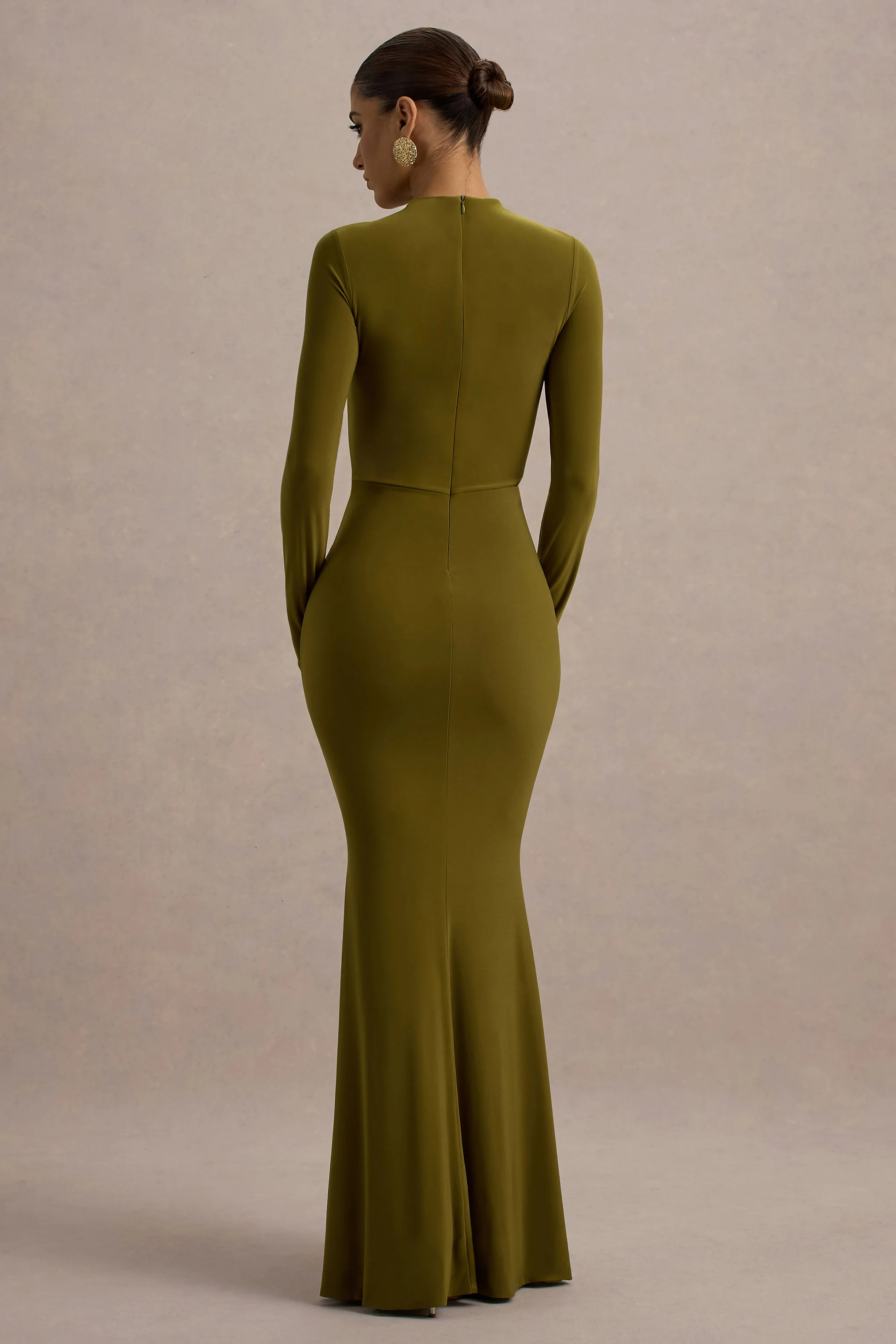 Reid | Green Long-Sleeve Gathered Maxi Dress - Image 2