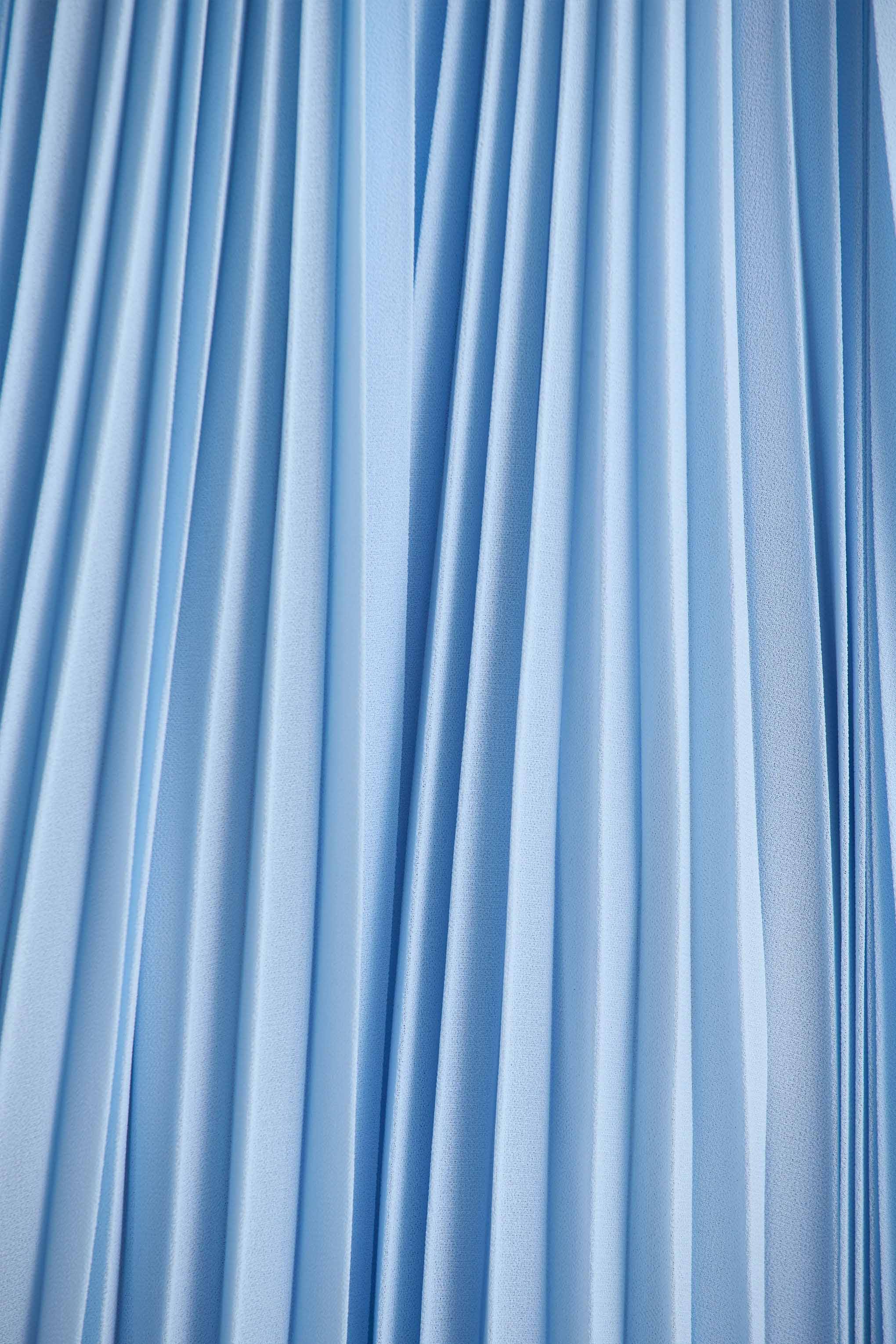 Reyna | Powder Blue Pleated Chiffon Cold-Shoulder Maxi Dress - Image 5