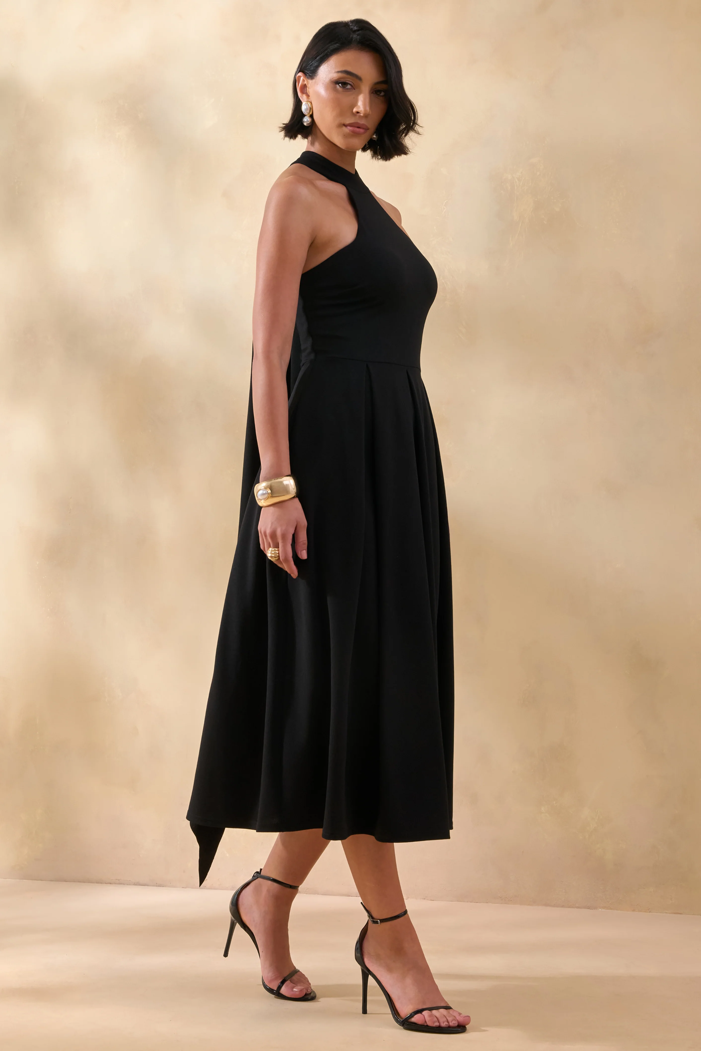 Rhode | Black Halter-Neck Midi Dress - Image 5