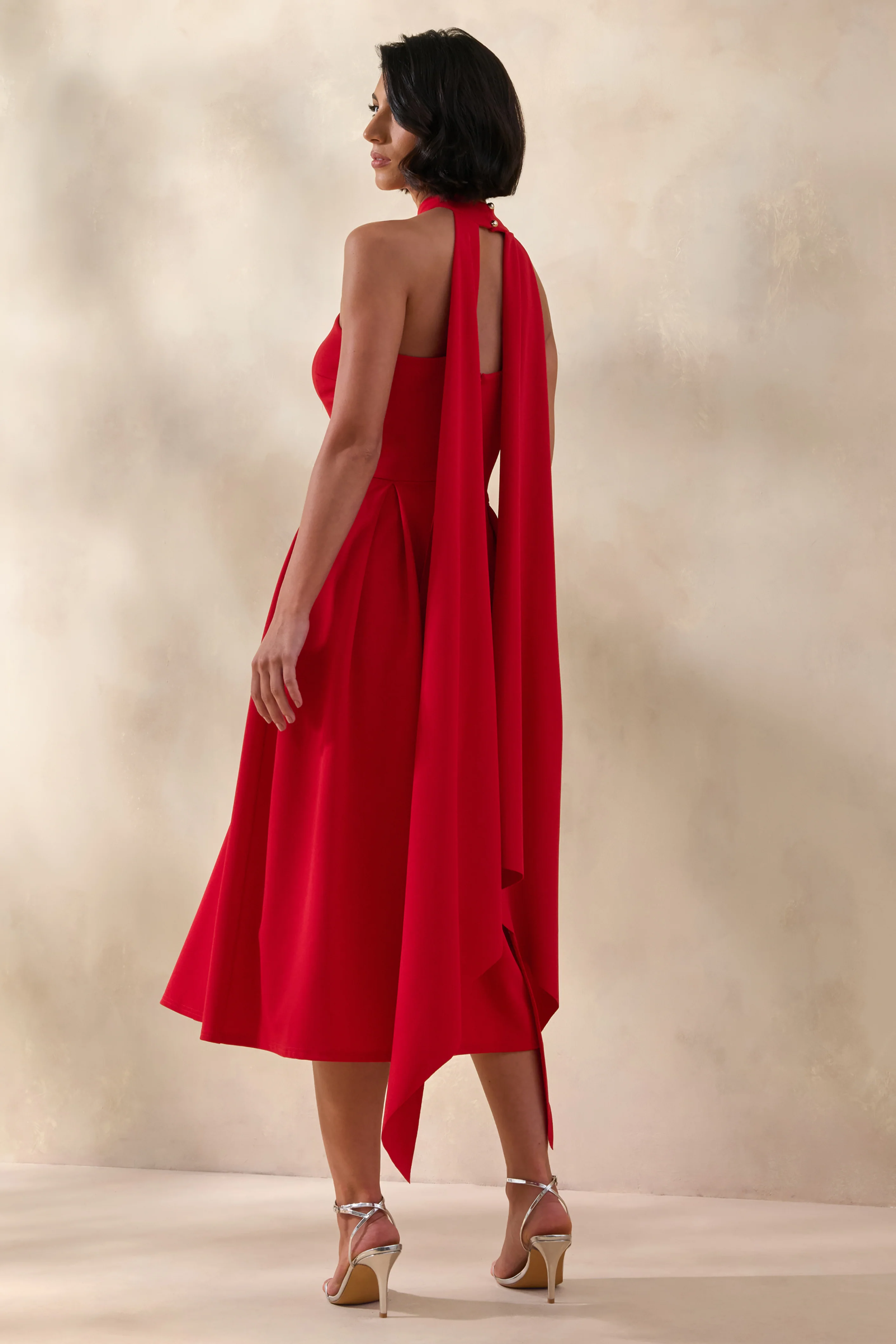 Rhode | Red Halter-Neck Midi Dress - Image 2