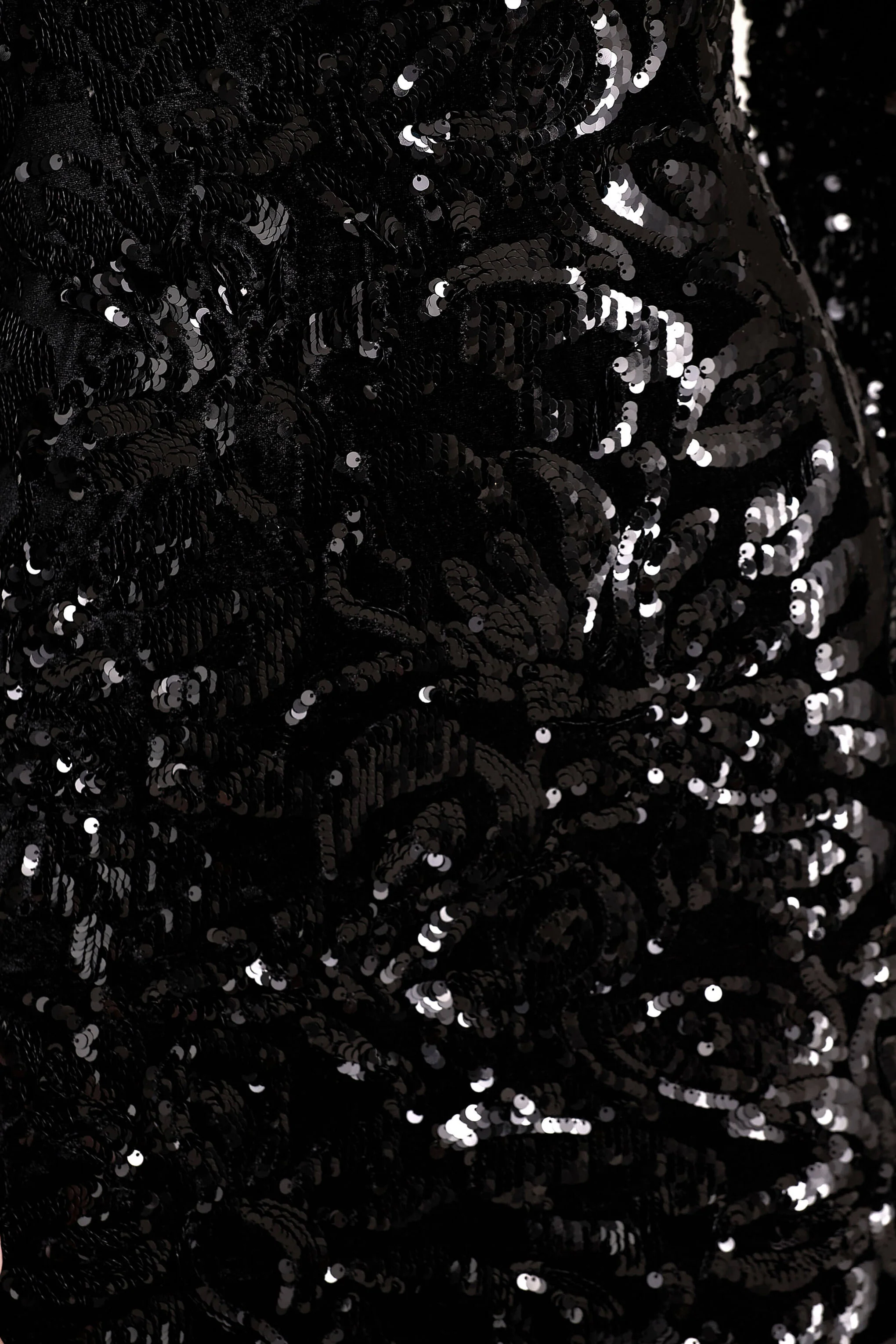 Ritz | Black Sequin Plunge-Neck Mini Dress With Long Sleeves - Image 6