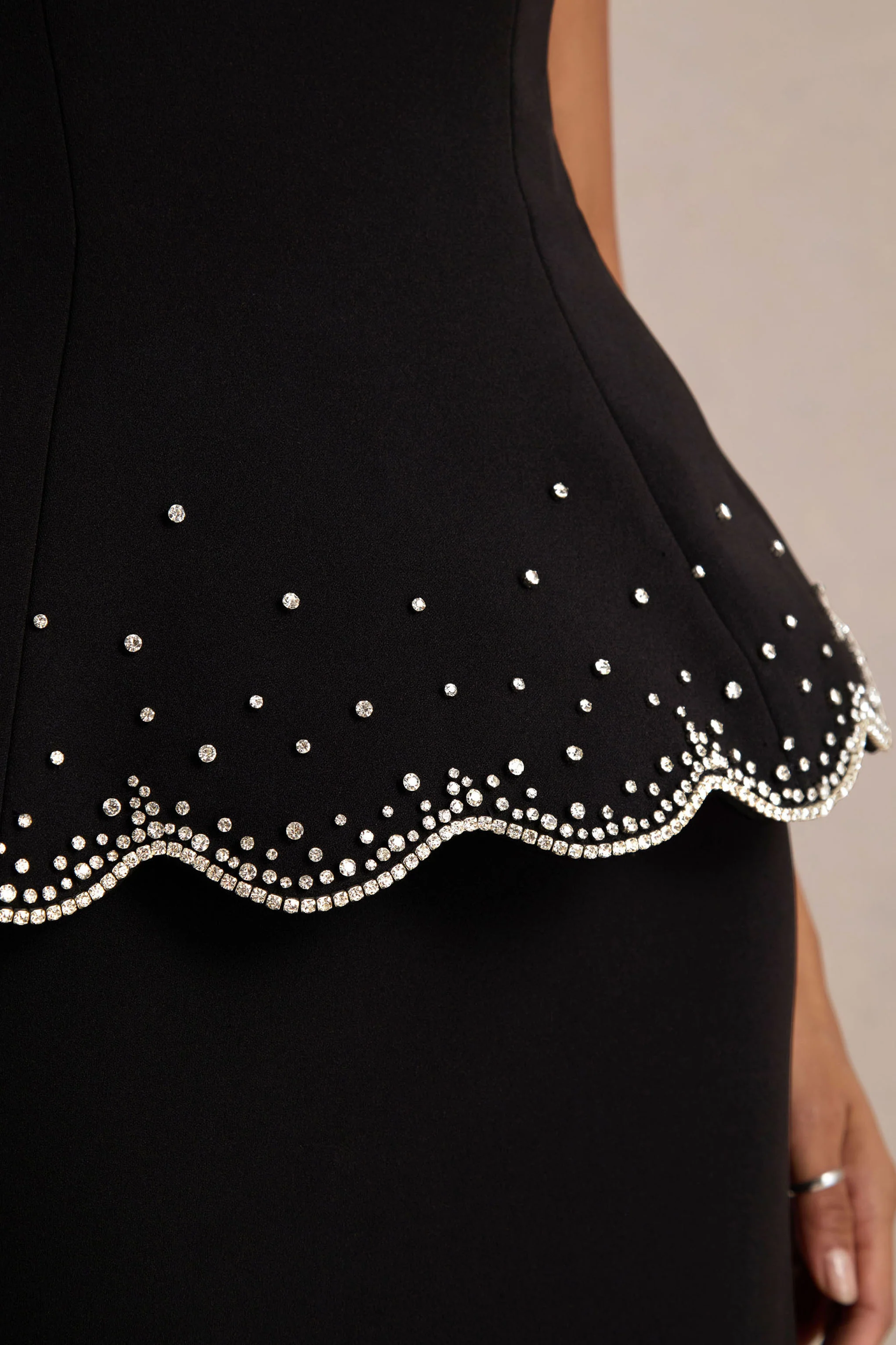 Robin | Black Hand-Embellished Strapless Corset Maxi Dress - Image 2