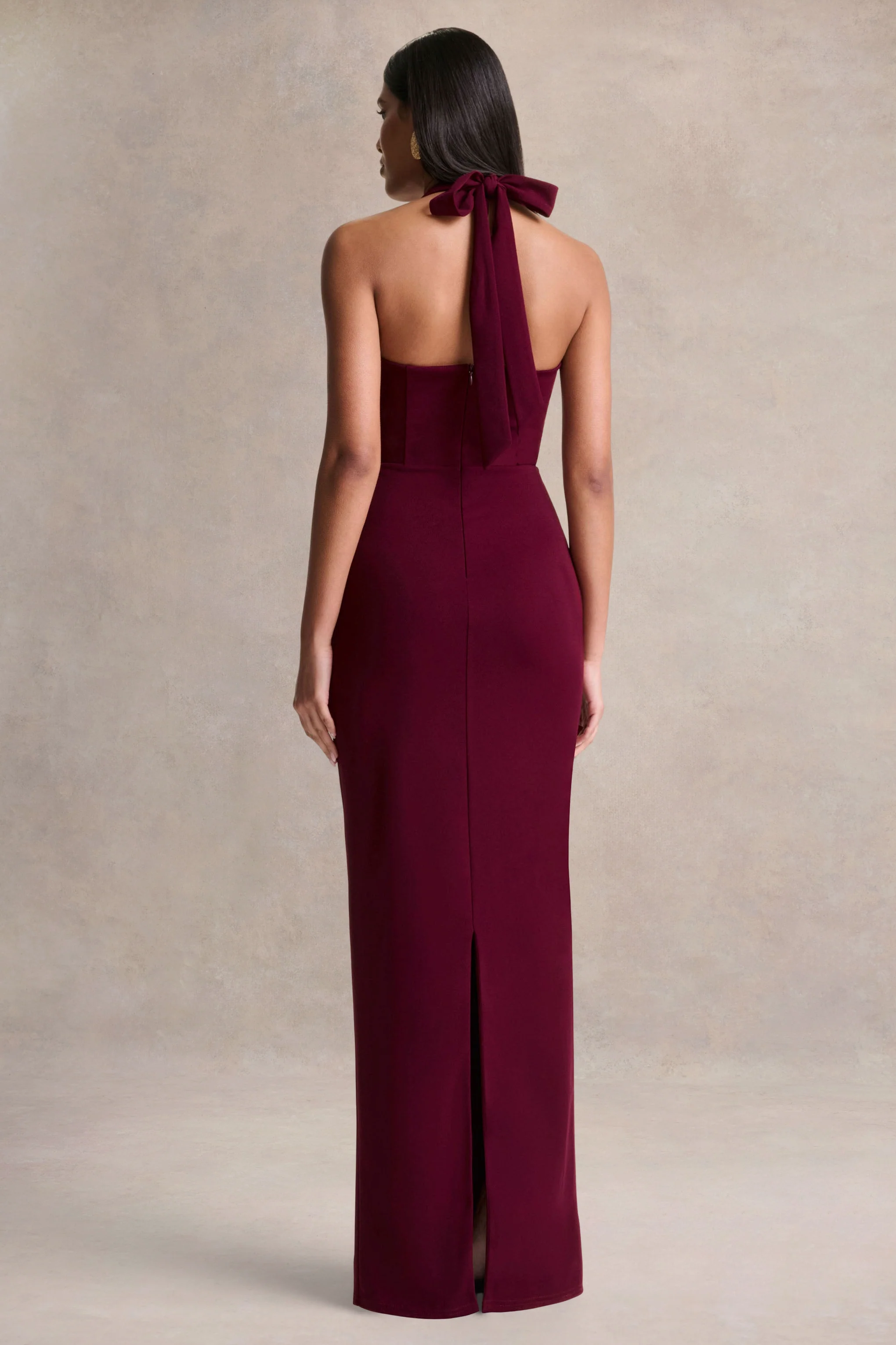 Robyn | Burgundy Sweetheart-Neck Maxi Dress - Image 2